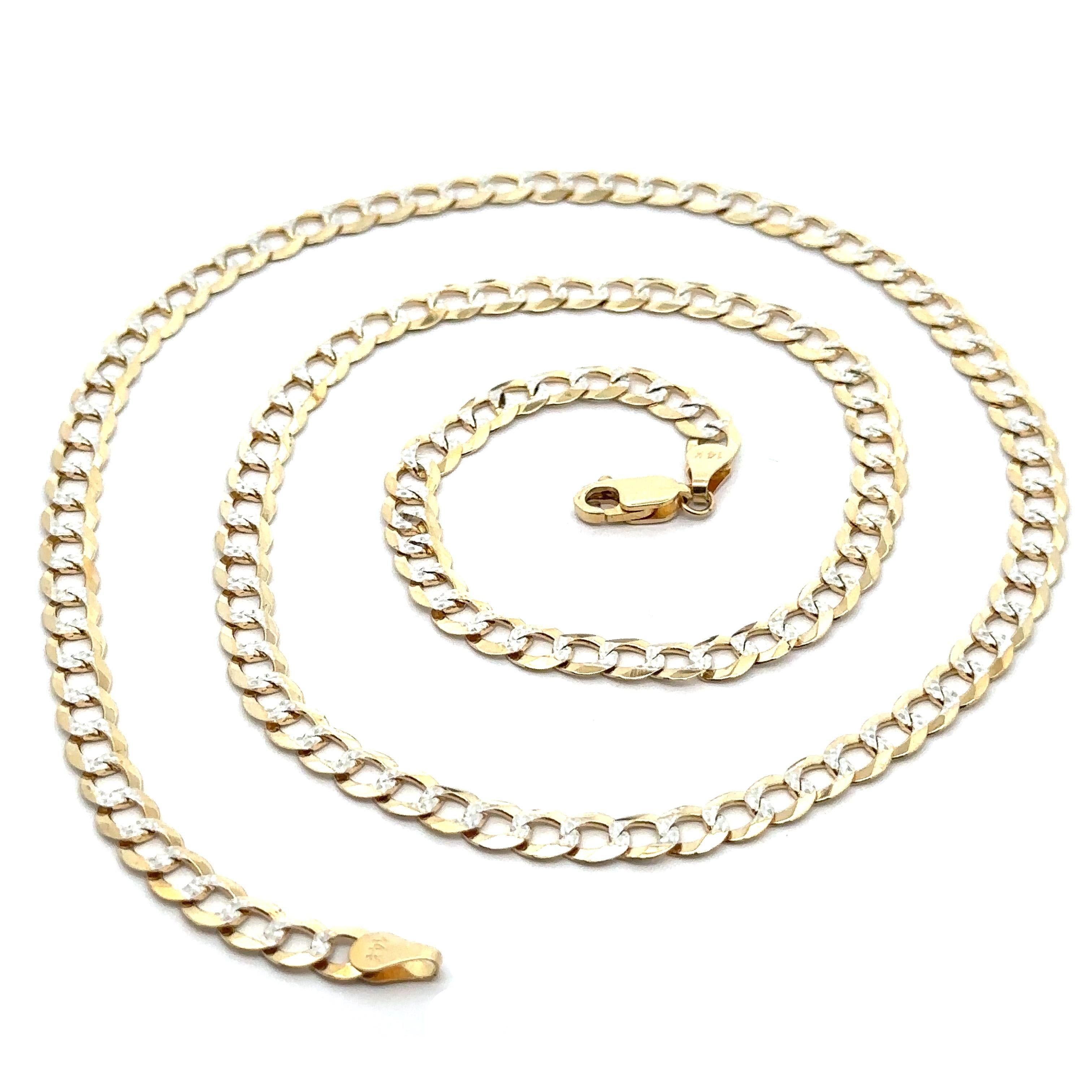 da uomo o donna Giallo 14k  Collana d'oro a catena cubana da 24