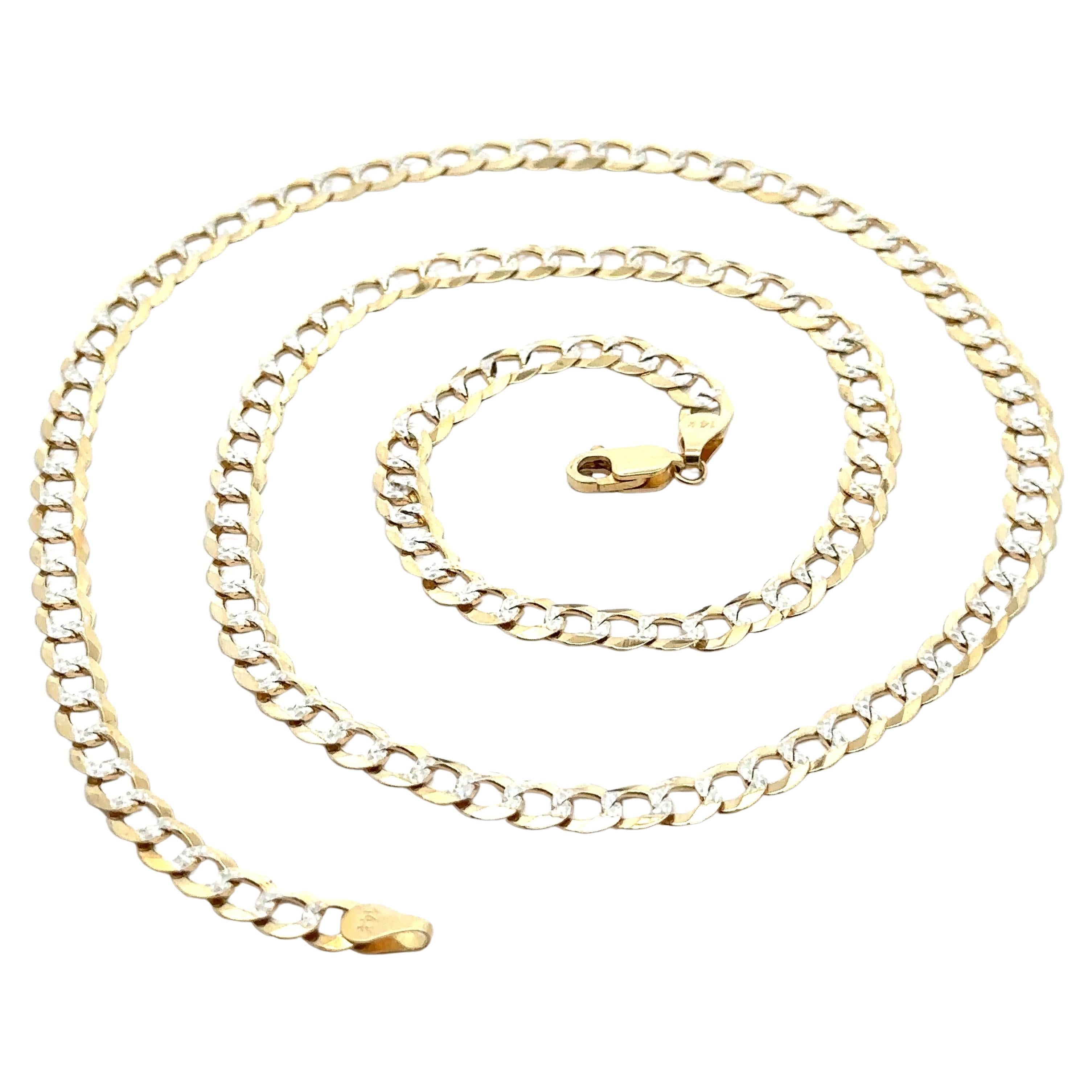 Giallo 14k  Collana d'oro a catena cubana da 24" con taglio diamante e sfaccettatura da 5,7 mm A Link