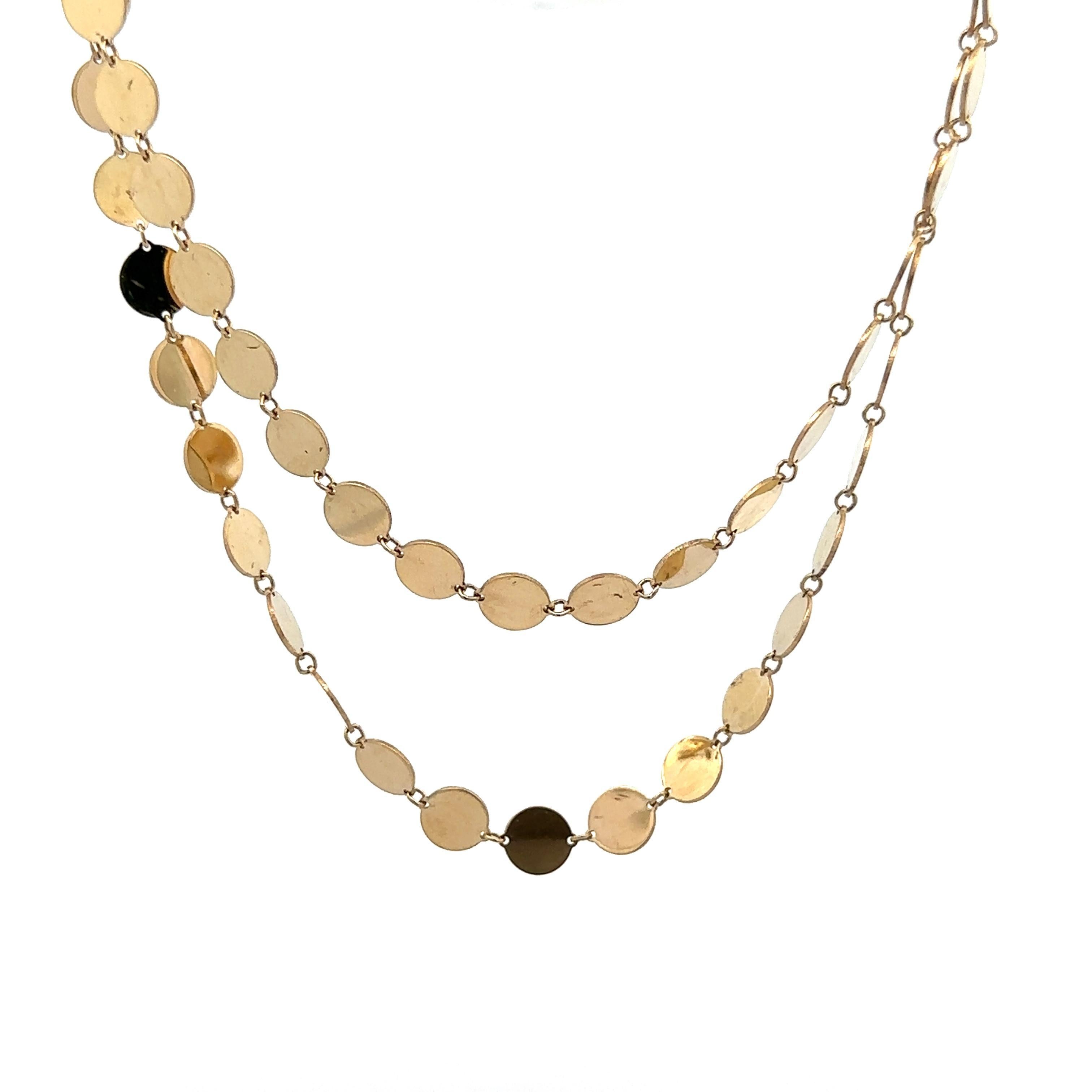 Collier ling à chaîne superposable en or jaune 14 carats finition polie ronde de 24 pouces Pour femmes en vente