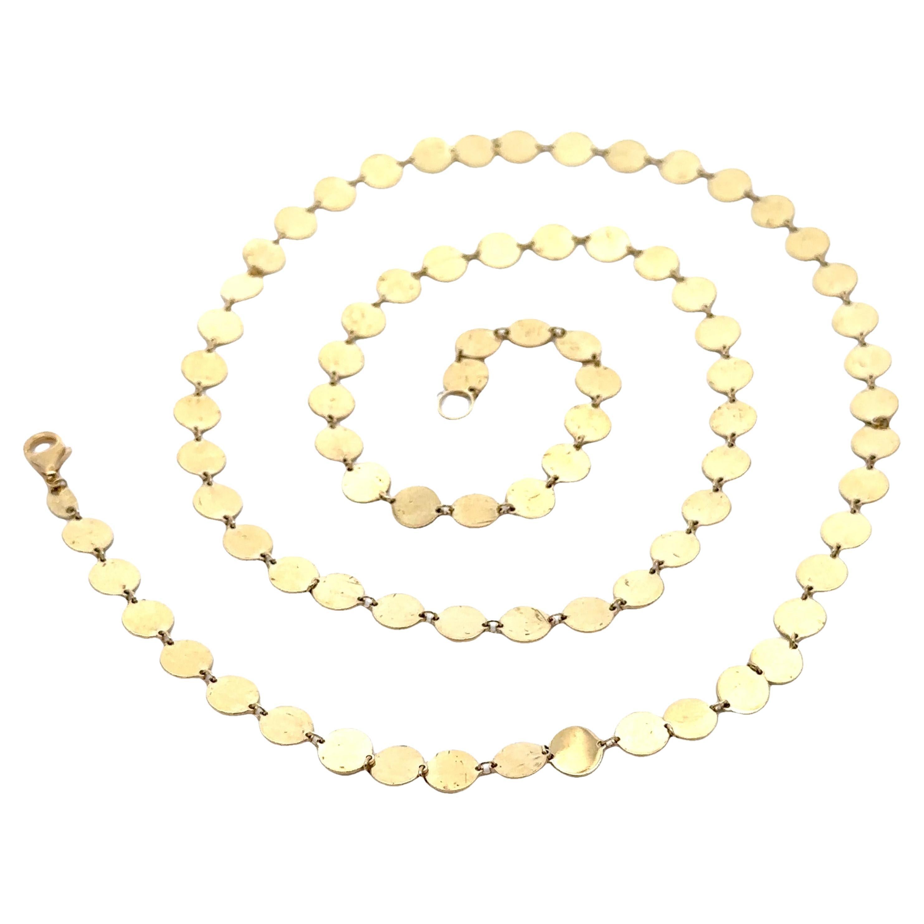 14k Gelbgold 24" Polierte Oberfläche Runder Kreis Layerable Kette Ling Halskette