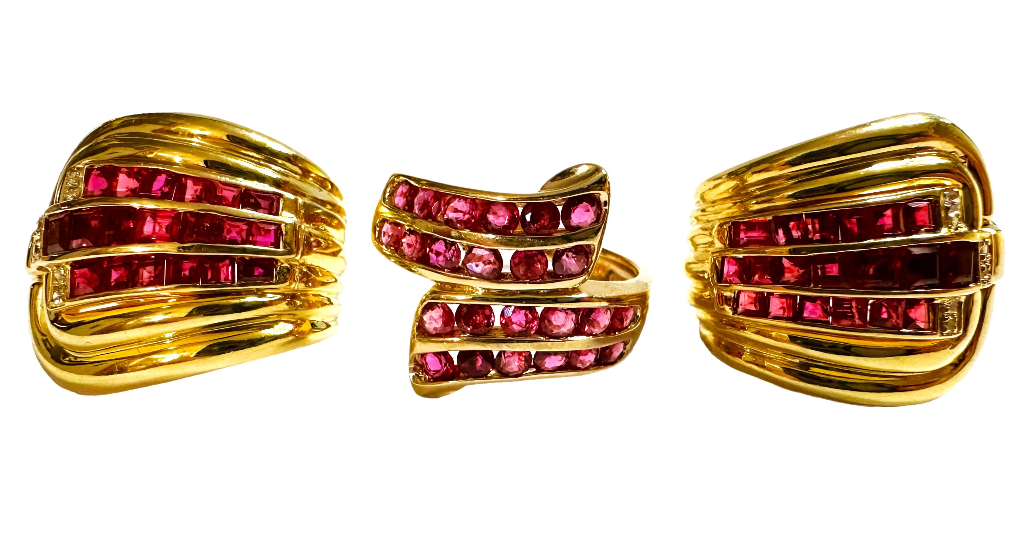 14k Yellow Gold 24 Ruby Ring Size 5.5 For Sale 4