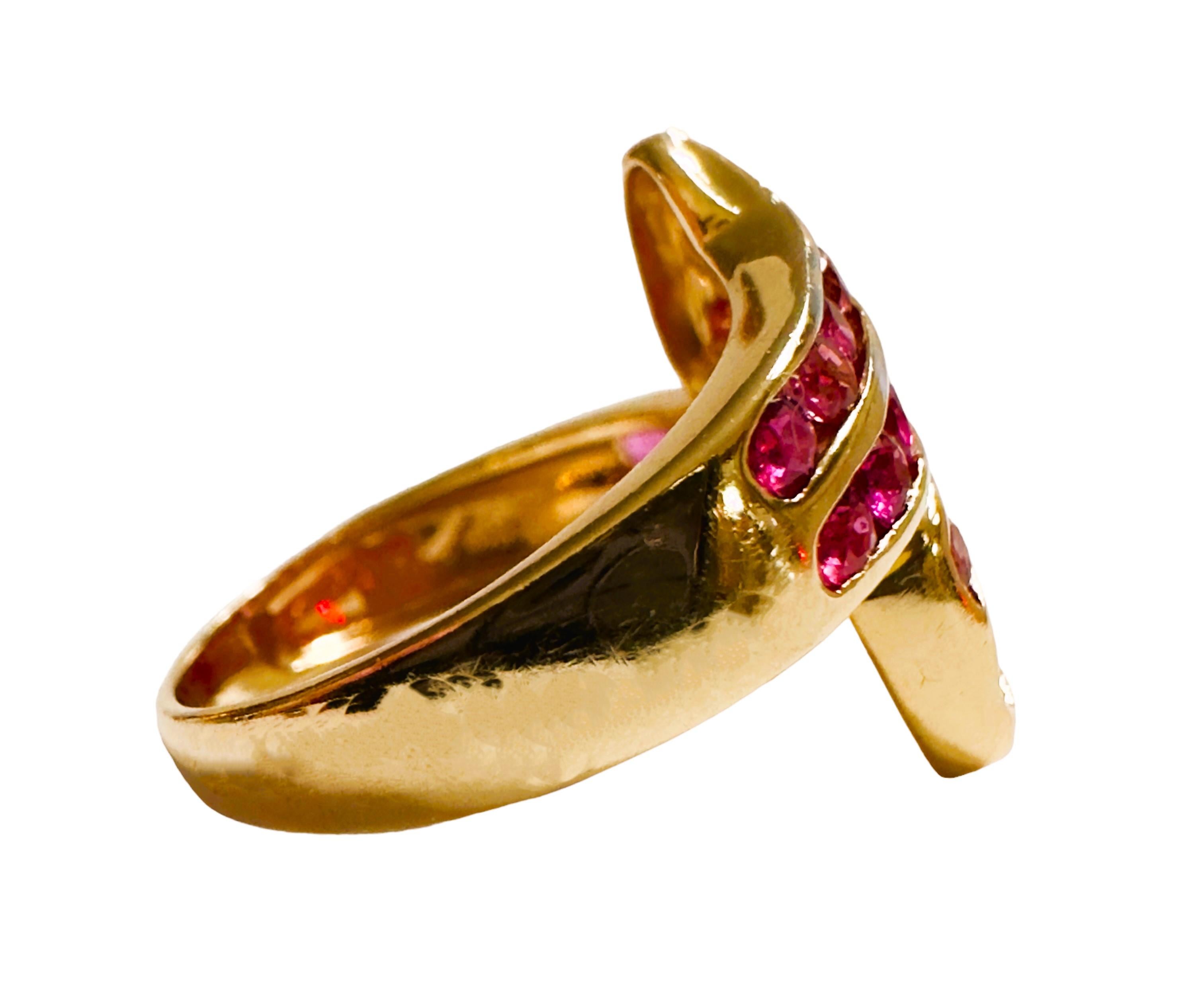 Women's 14k Yellow Gold 24 Ruby Ring Size 5.5 For Sale