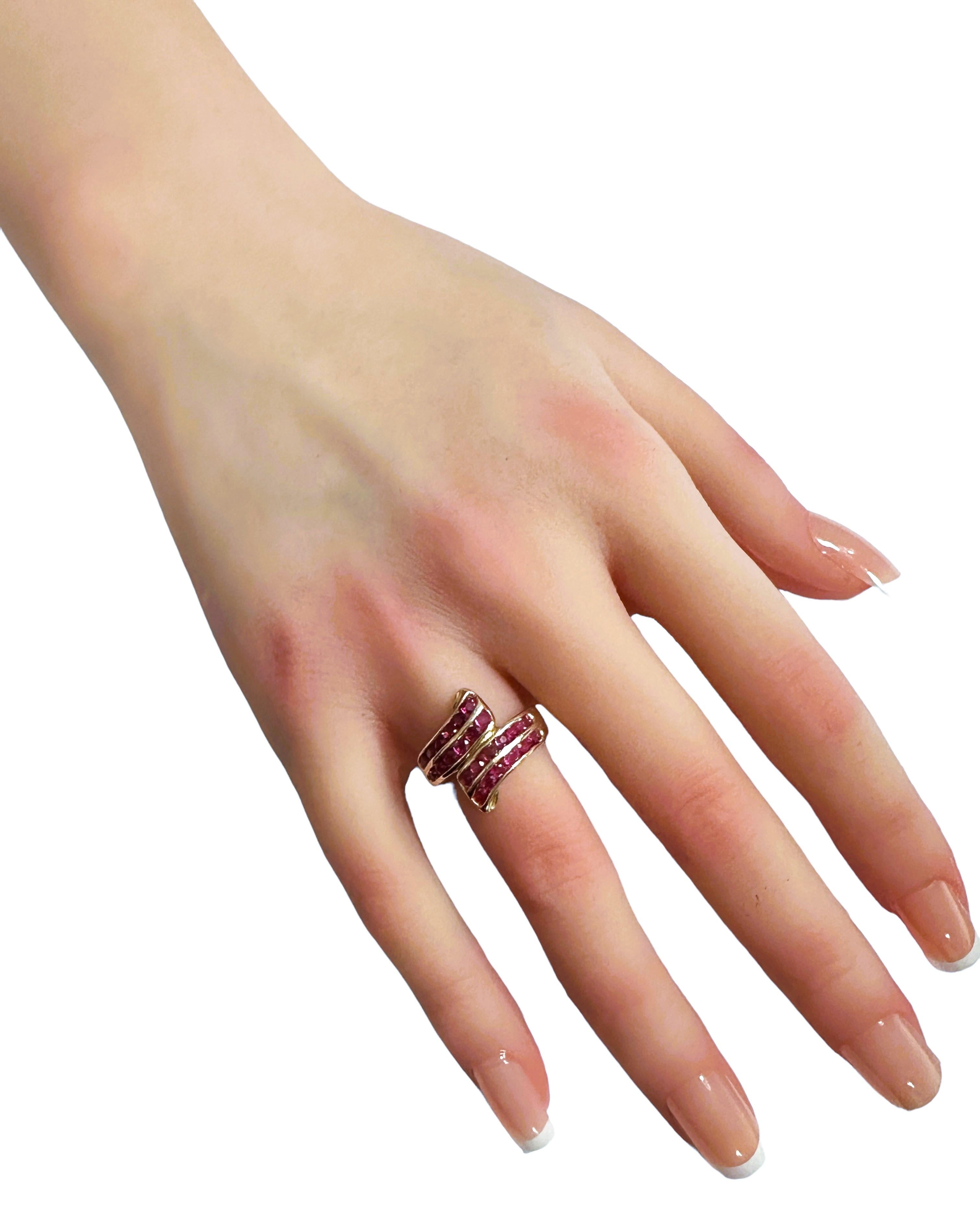 14k Yellow Gold 24 Ruby Ring Size 5.5 For Sale 1