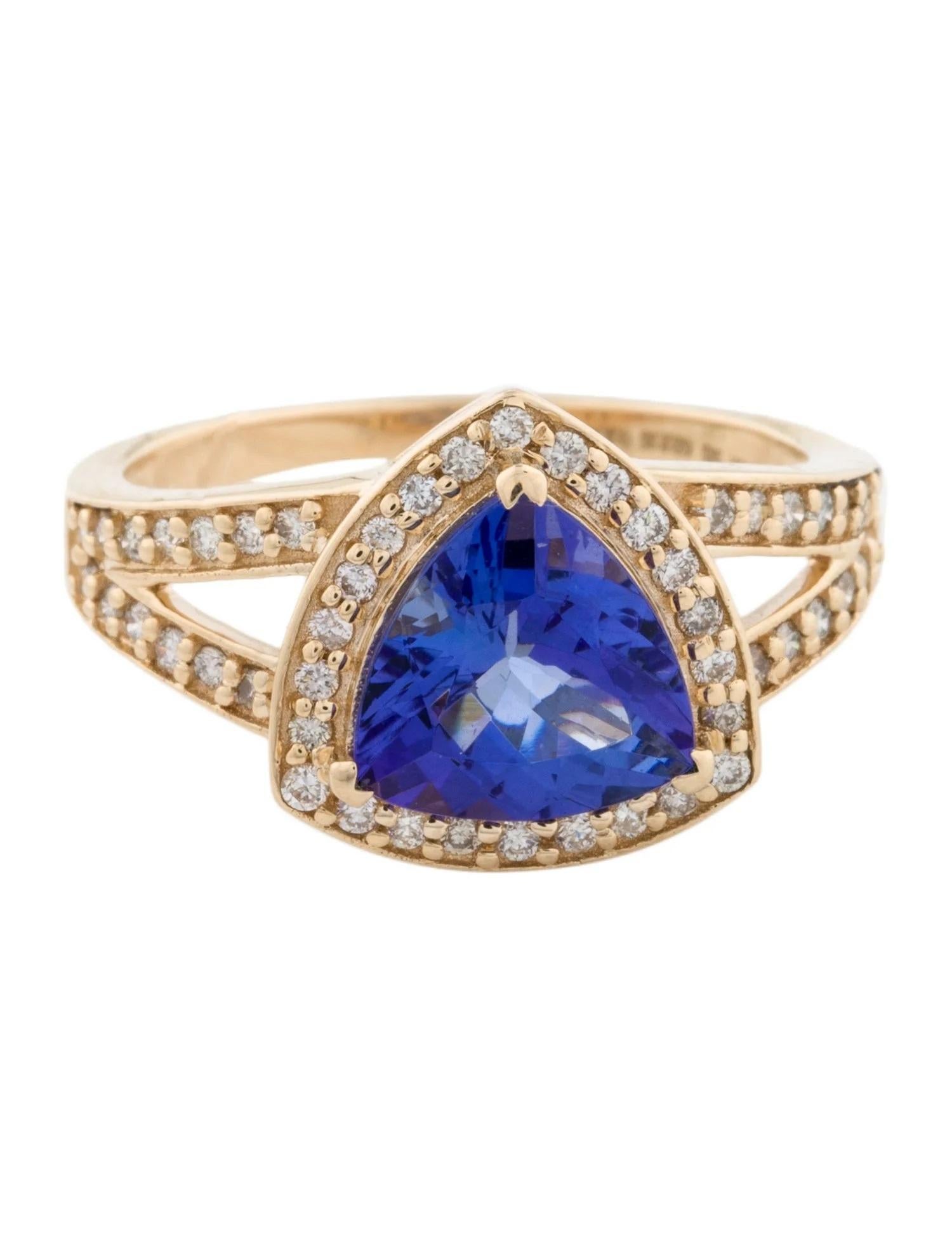 Artist 14K Yellow Gold 2.40ctw Tanzanite & Diamond Cocktail Ring Size 6.75 For Sale