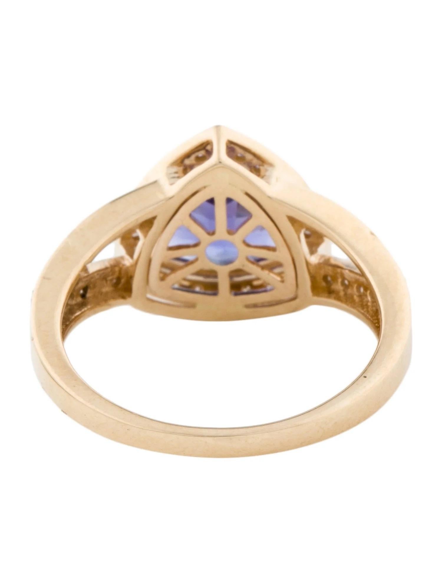 Round Cut 14K Yellow Gold 2.40ctw Tanzanite & Diamond Cocktail Ring Size 6.75 For Sale