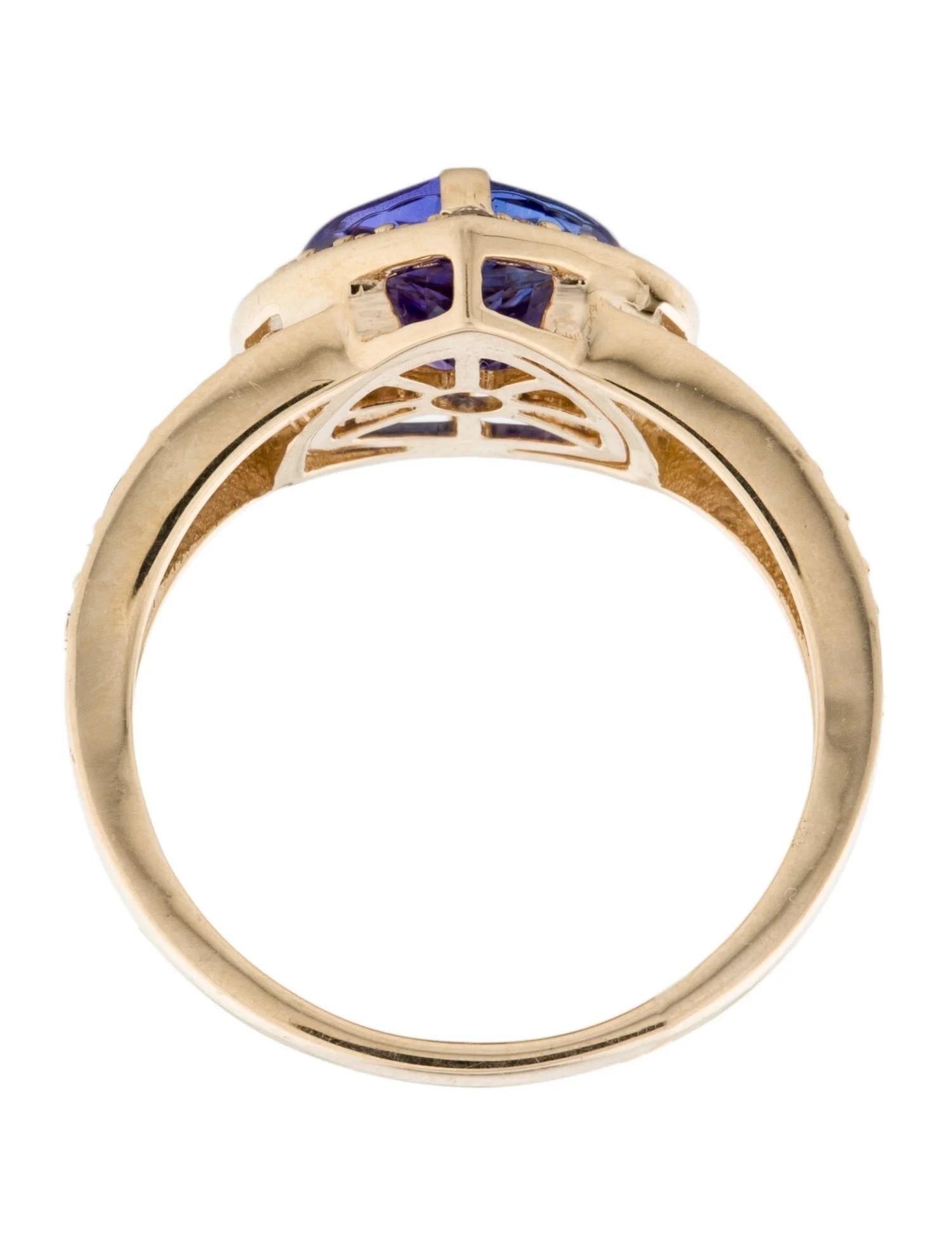 14K Yellow Gold 2.40ctw Tanzanite & Diamond Cocktail Ring Size 6.75 In New Condition For Sale In Holtsville, NY