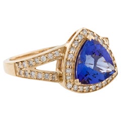 14K Yellow Gold 2.40ctw Tanzanite & Diamond Cocktail Ring Size 6.75