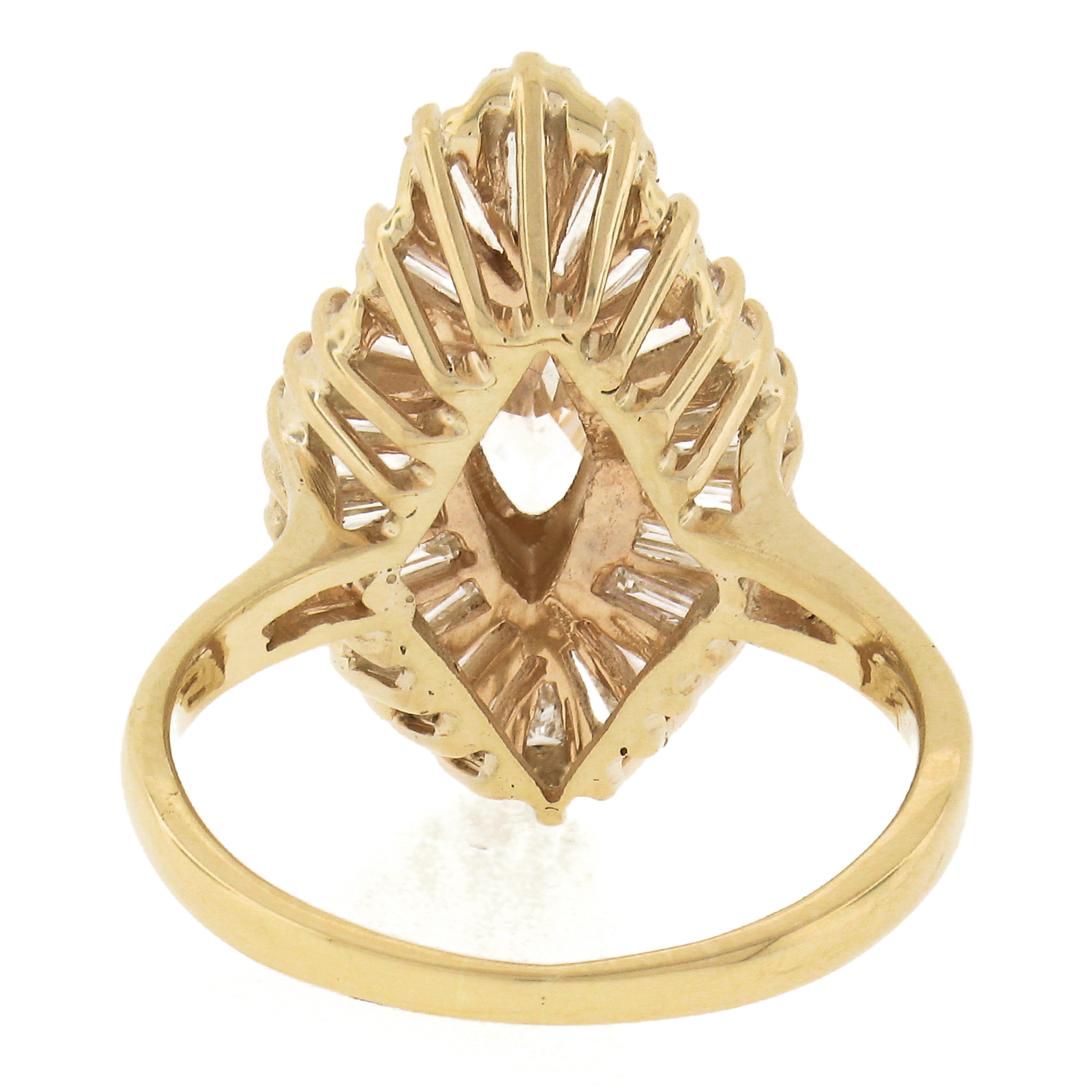 Women's 14k Yellow Gold 2.41ctw GIA Marquise & Baguette Cut Diamond Wavy Ballerina Ring