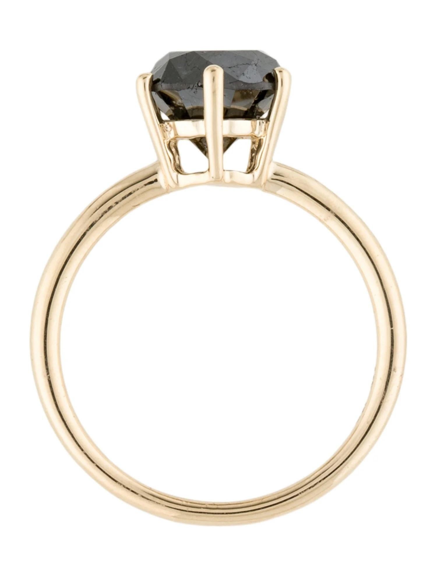 14K Gelbgold 2,42ct Schwarzer Diamant Solitär Cocktail Ring, Größe 7 im Zustand „Neu“ in Holtsville, NY