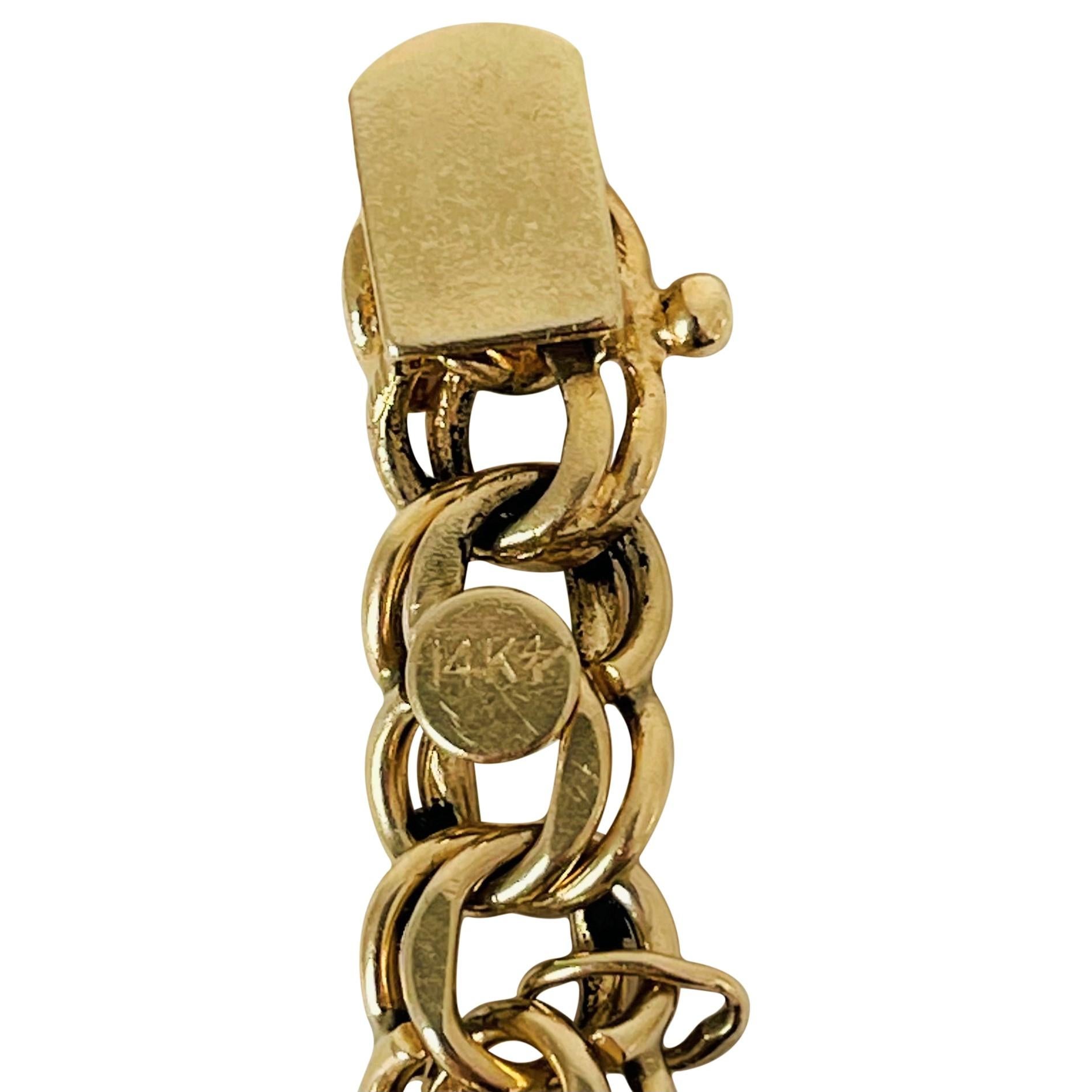 14 Karat Yellow Gold 24.3g Solid Heavy Double Circle Link Charm Bracelet 2