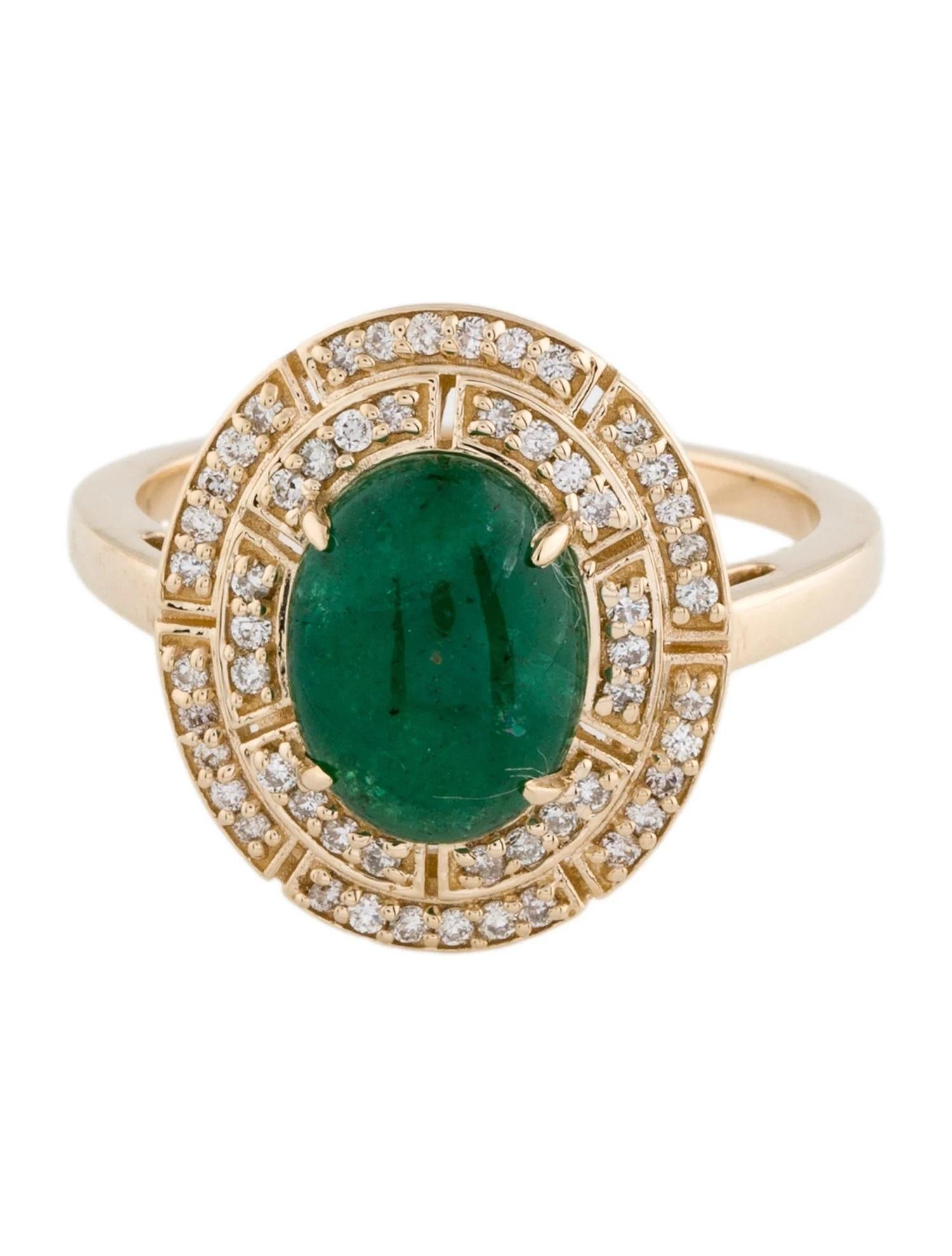 Artist 14K Yellow Gold 2.44ct Emerald & Diamond Cocktail Ring, Size 7 For Sale