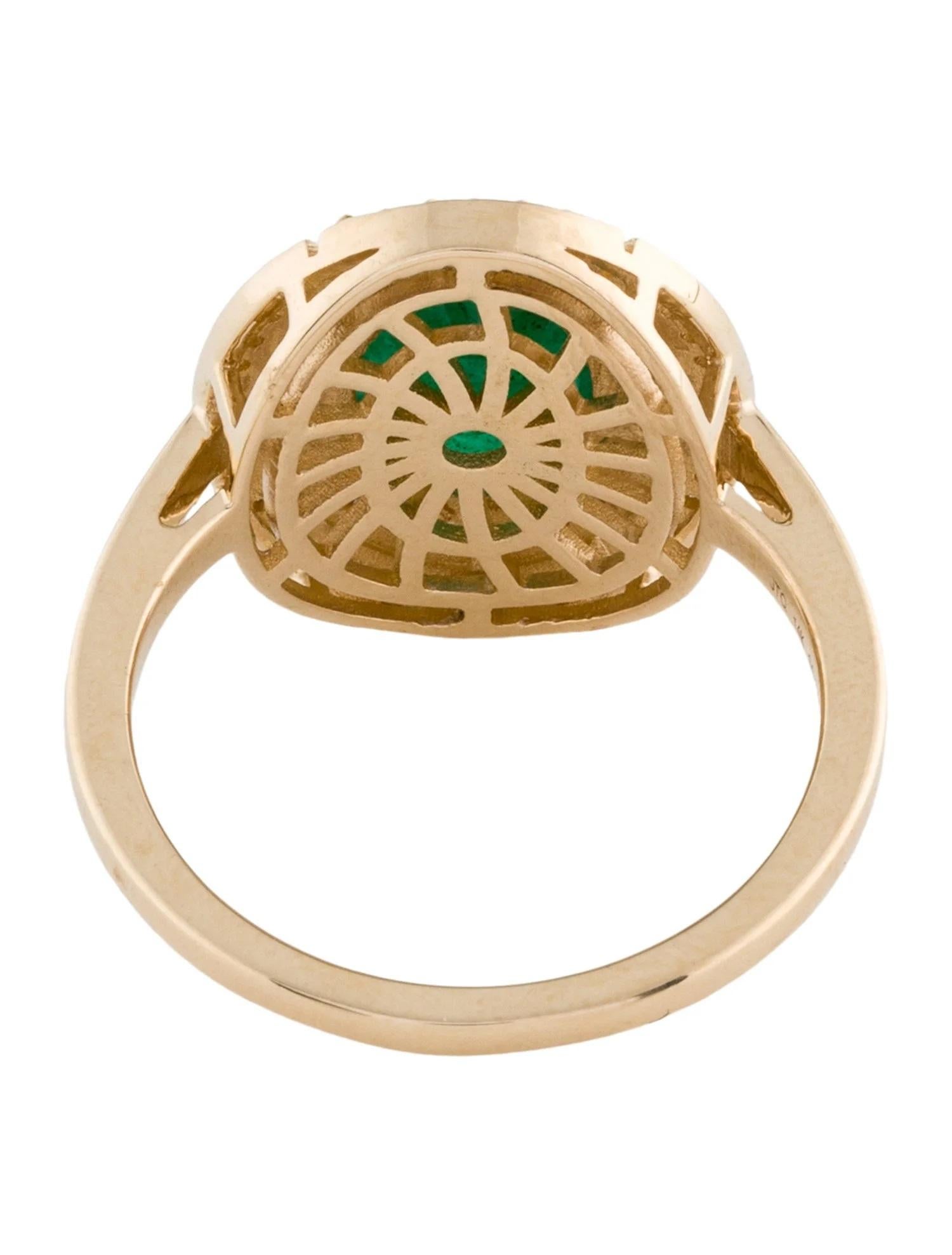Emerald Cut 14K Yellow Gold 2.44ct Emerald & Diamond Cocktail Ring, Size 7 For Sale