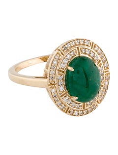 14K Yellow Gold 2.44ct Emerald & Diamond Cocktail Ring, Size 7