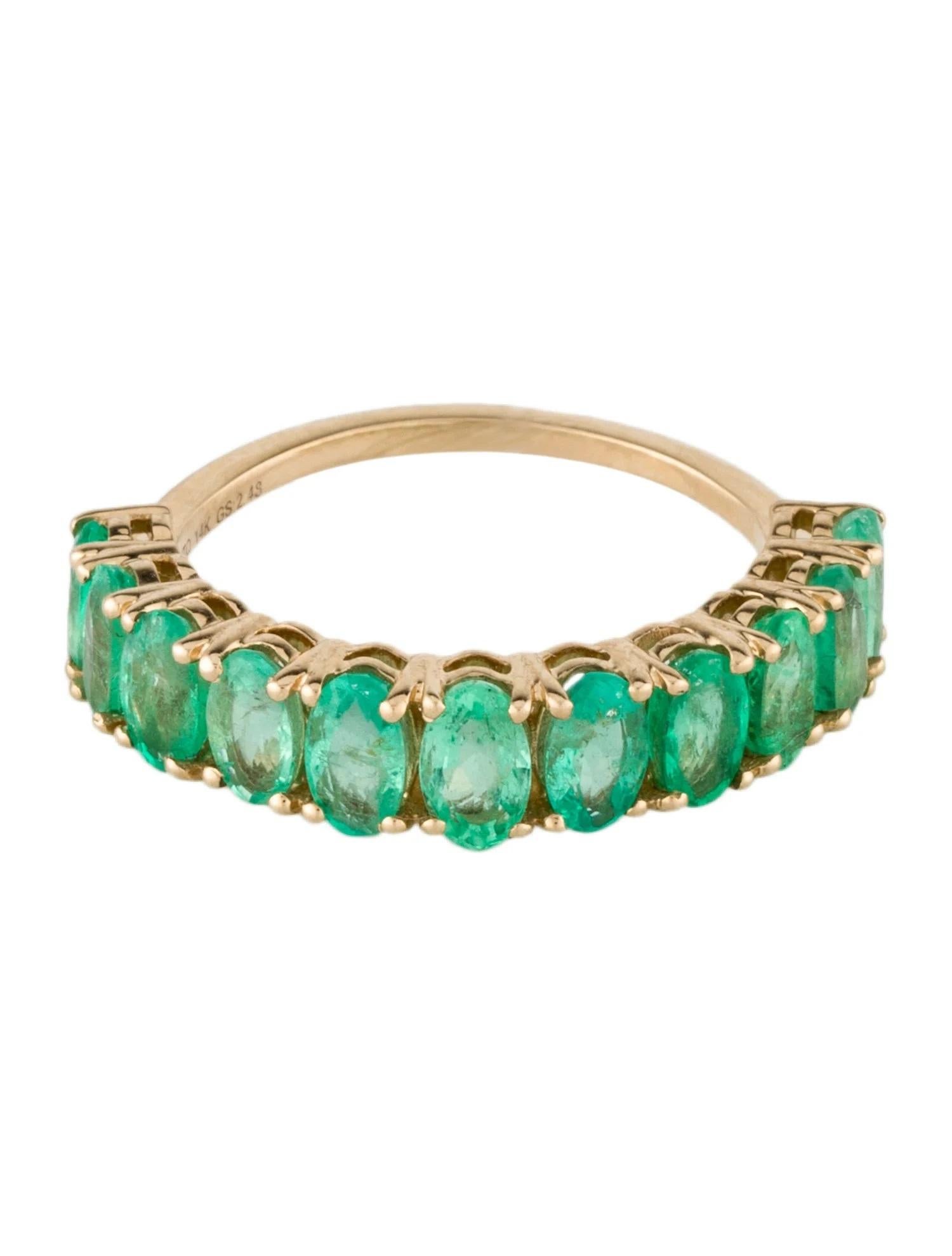 Artist 14K Yellow Gold 2.44ctw Emerald Band Ring, Size 6.5  Faceted Oval Emerald For Sale