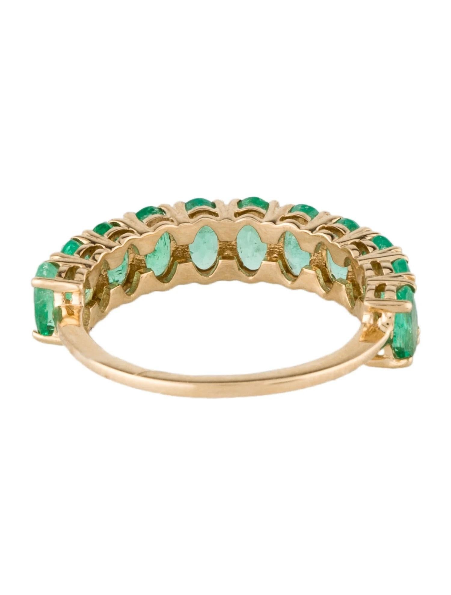 Emerald Cut 14K Yellow Gold 2.44ctw Emerald Band Ring, Size 6.5  Faceted Oval Emerald For Sale