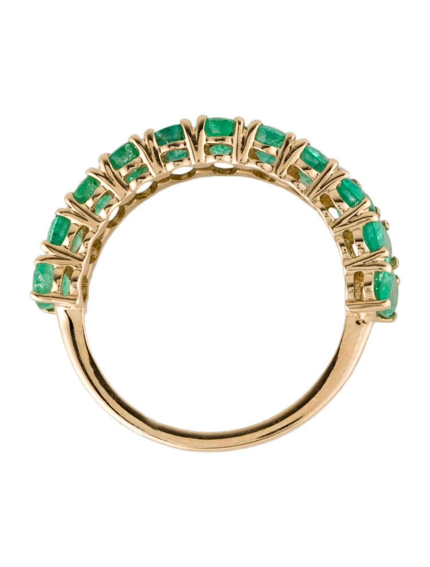 14K Yellow Gold 2.44ctw Emerald Band Ring, Size 6.5  Faceted Oval Emerald In New Condition For Sale In Holtsville, NY
