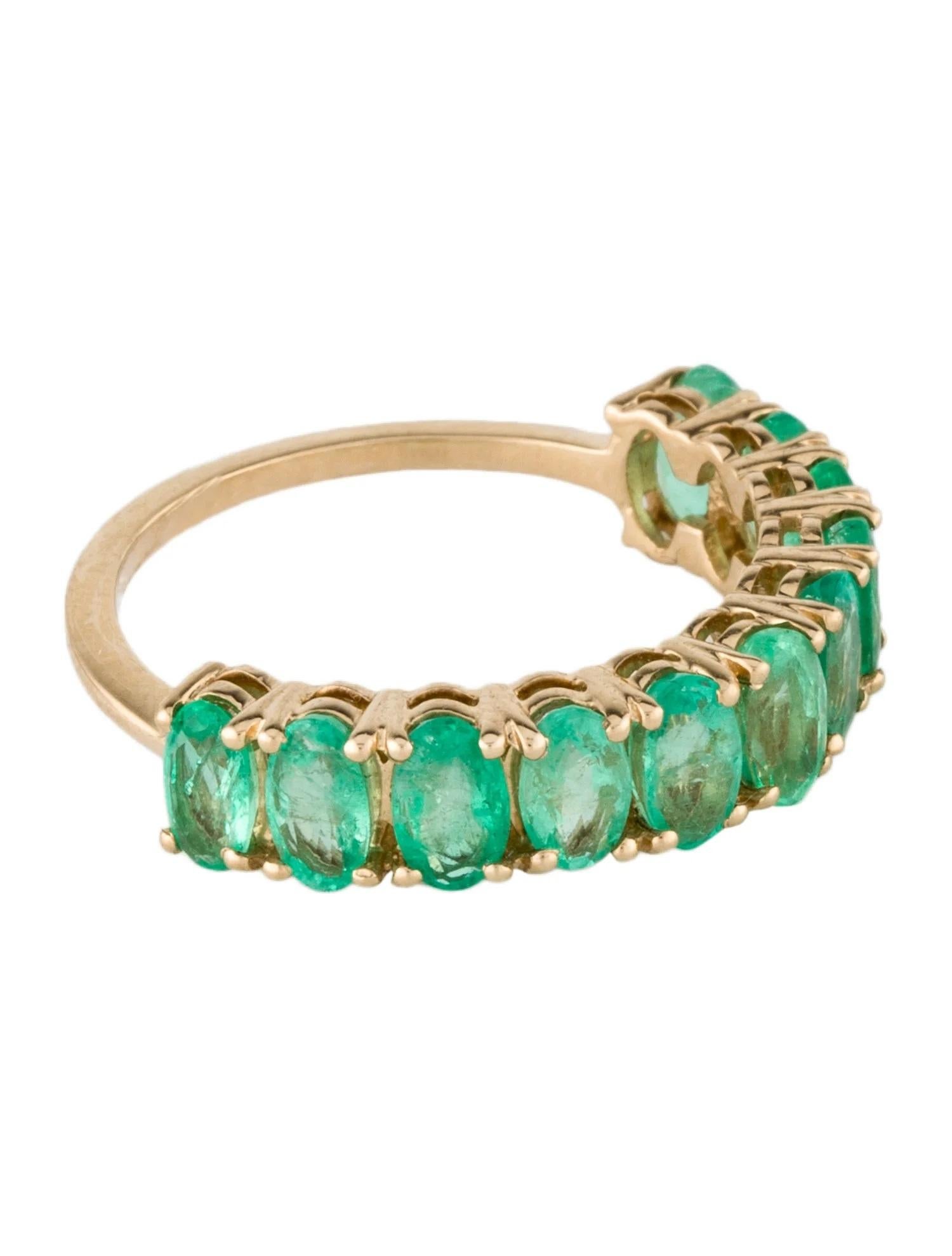 14K Yellow Gold 2.44ctw Emerald Band Ring, Size 6.5  Faceted Oval Emerald