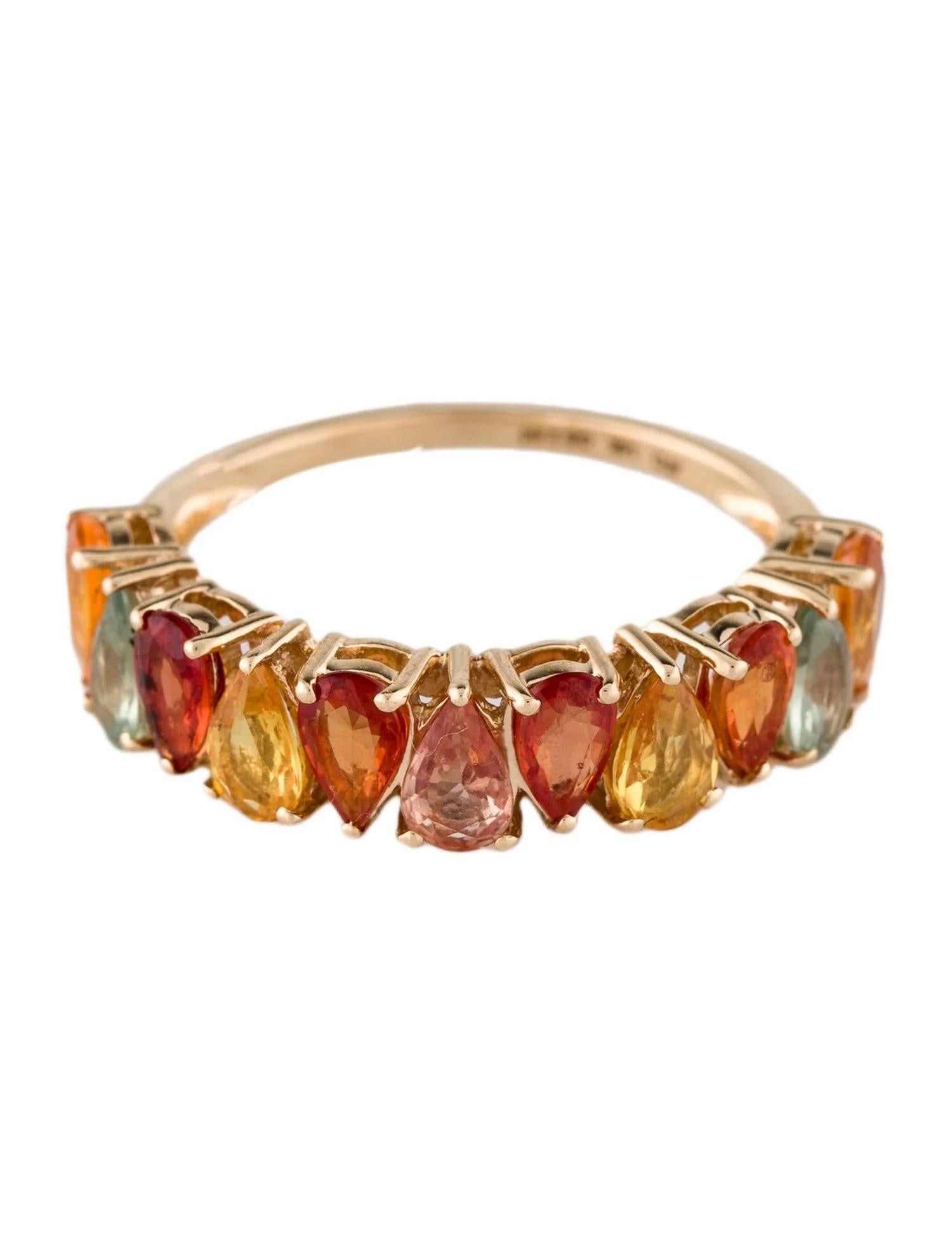 Artist 14K Yellow Gold 2.44ctw Multi-Color Sapphire Band Ring, Size 6.75 For Sale