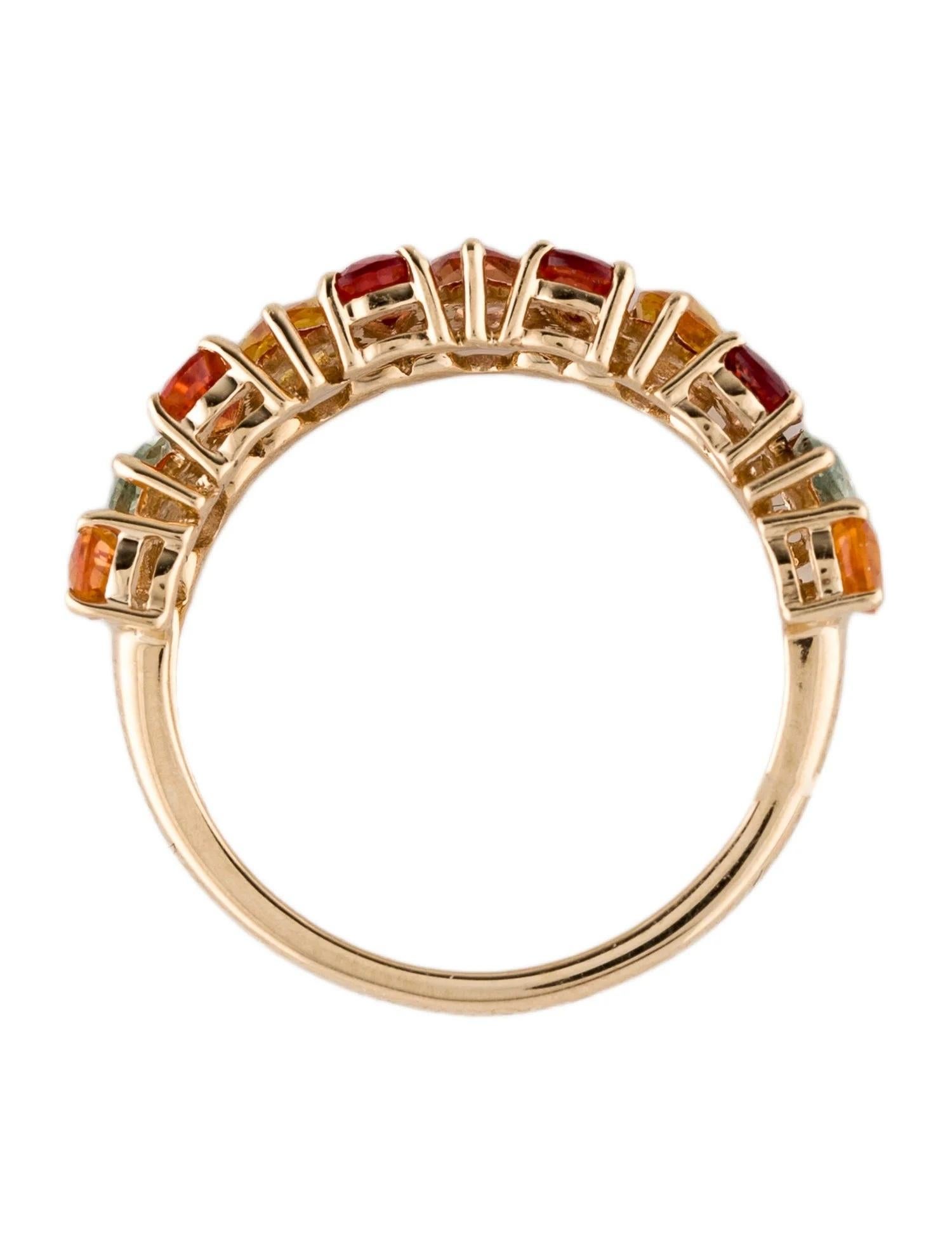 14K Yellow Gold 2.44ctw Multi-Color Sapphire Band Ring, Size 6.75 In New Condition For Sale In Holtsville, NY