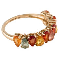 14K Yellow Gold 2.44ctw Multi-Color Sapphire Band Ring, Size 6.75