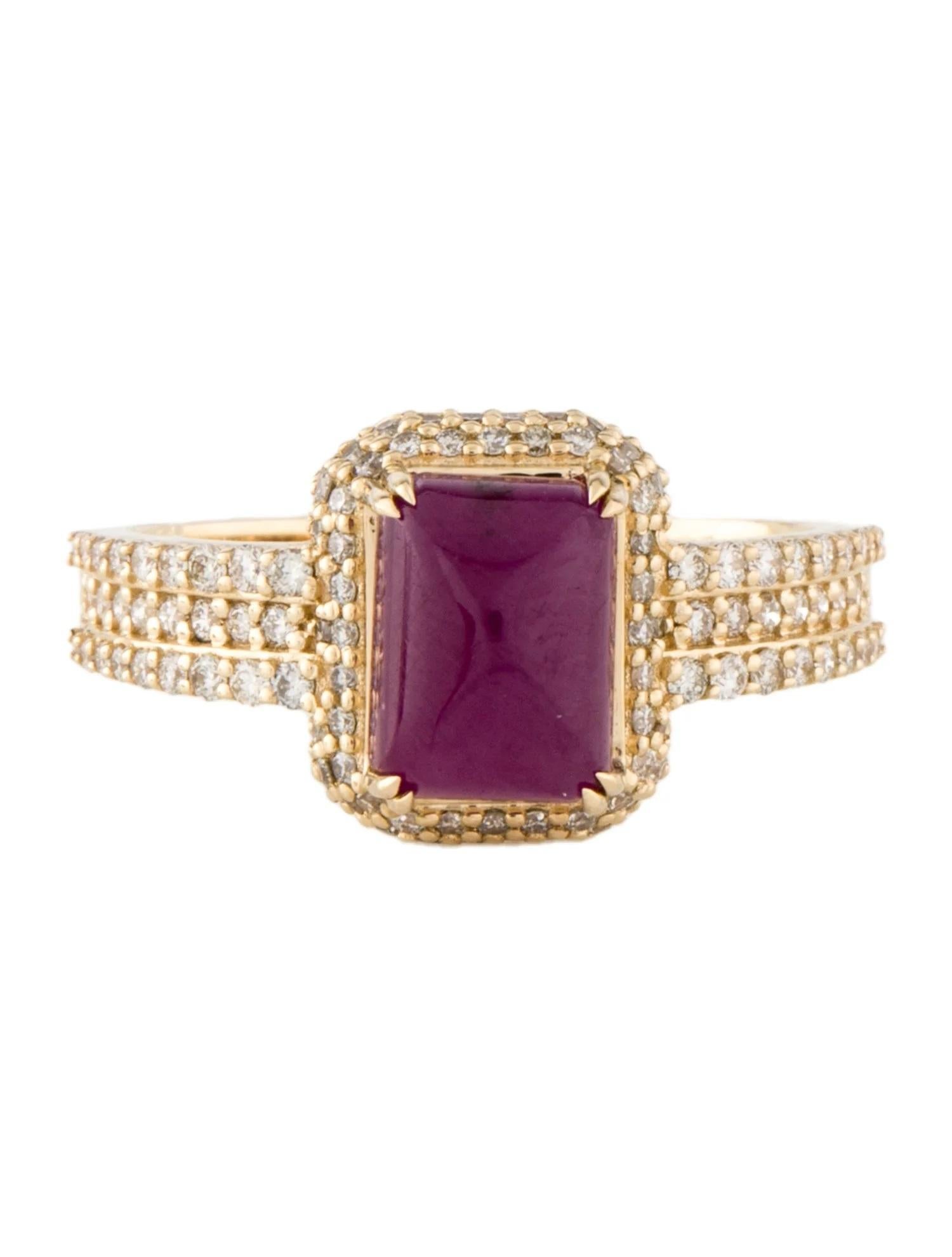 Artist 14K Yellow Gold 2.45ctw Ruby & Diamond Cocktail Ring Size 7 For Sale