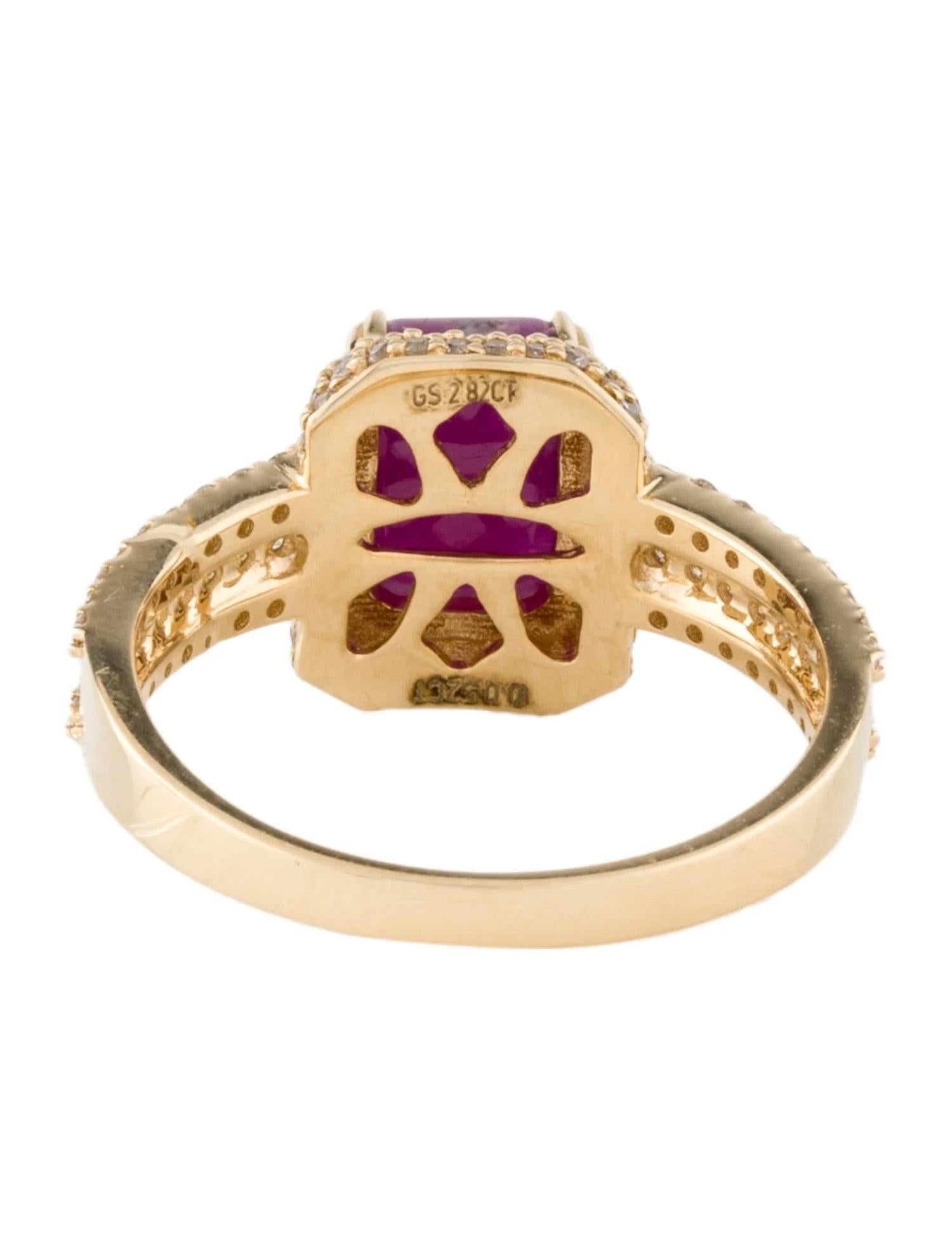 Round Cut 14K Yellow Gold 2.45ctw Ruby & Diamond Cocktail Ring Size 7 For Sale