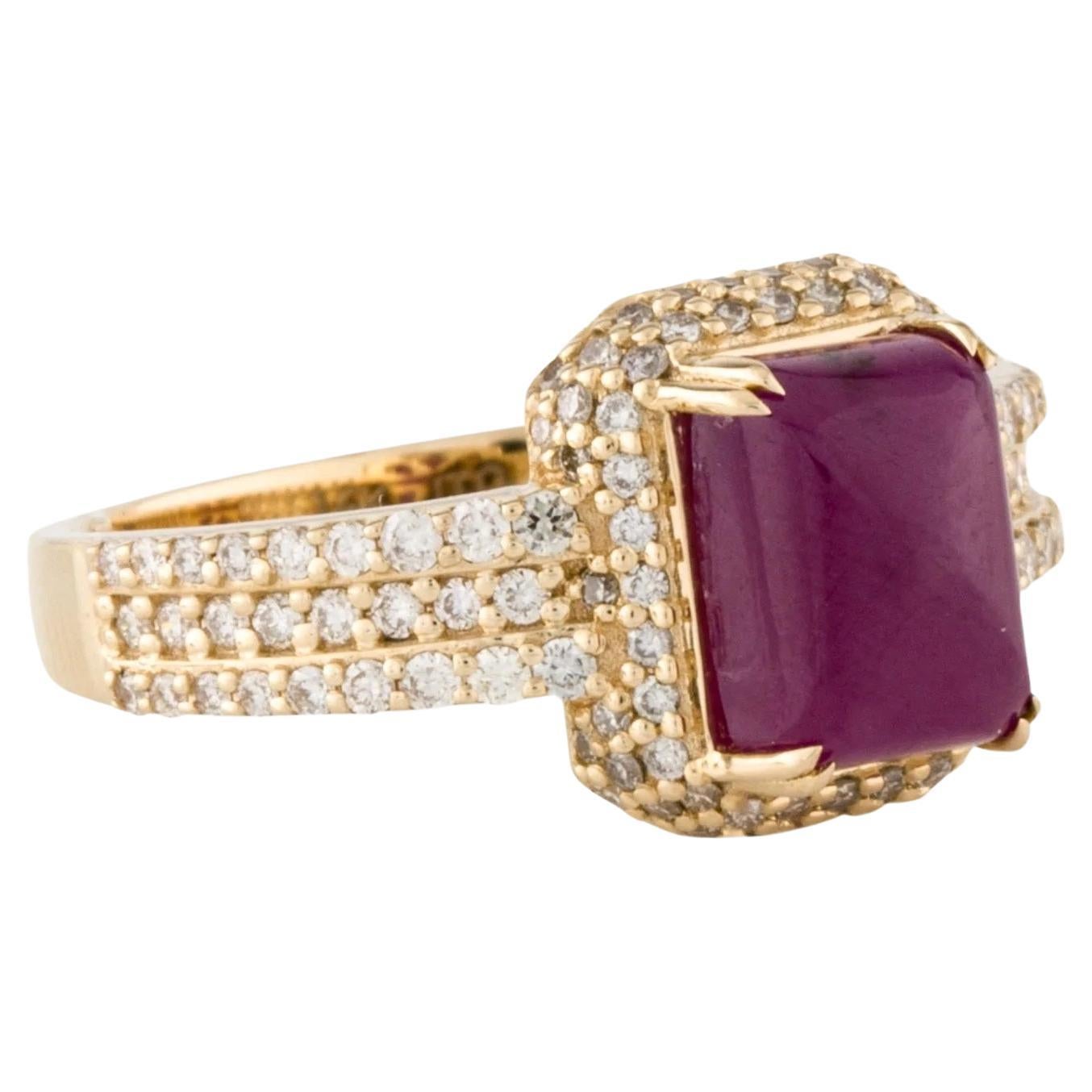 14K Gelbgold 2,45 Karat Rubin & Diamant Cocktail-Ring Größe 7