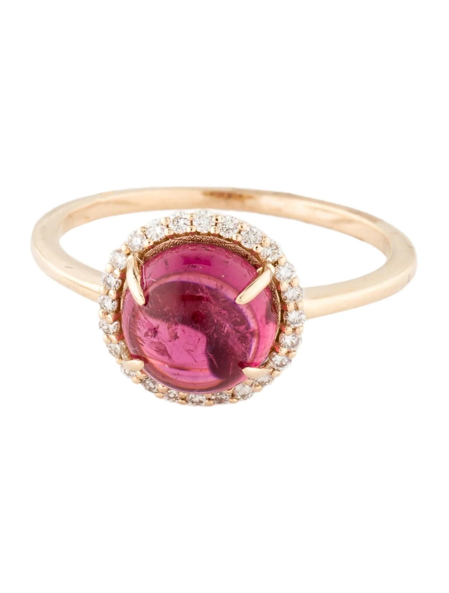 14K Gelbgold 2,46 Karat Rosa Turmalin & Diamant Cocktail-Ring, Größe 6,75 (Künstler*in) im Angebot