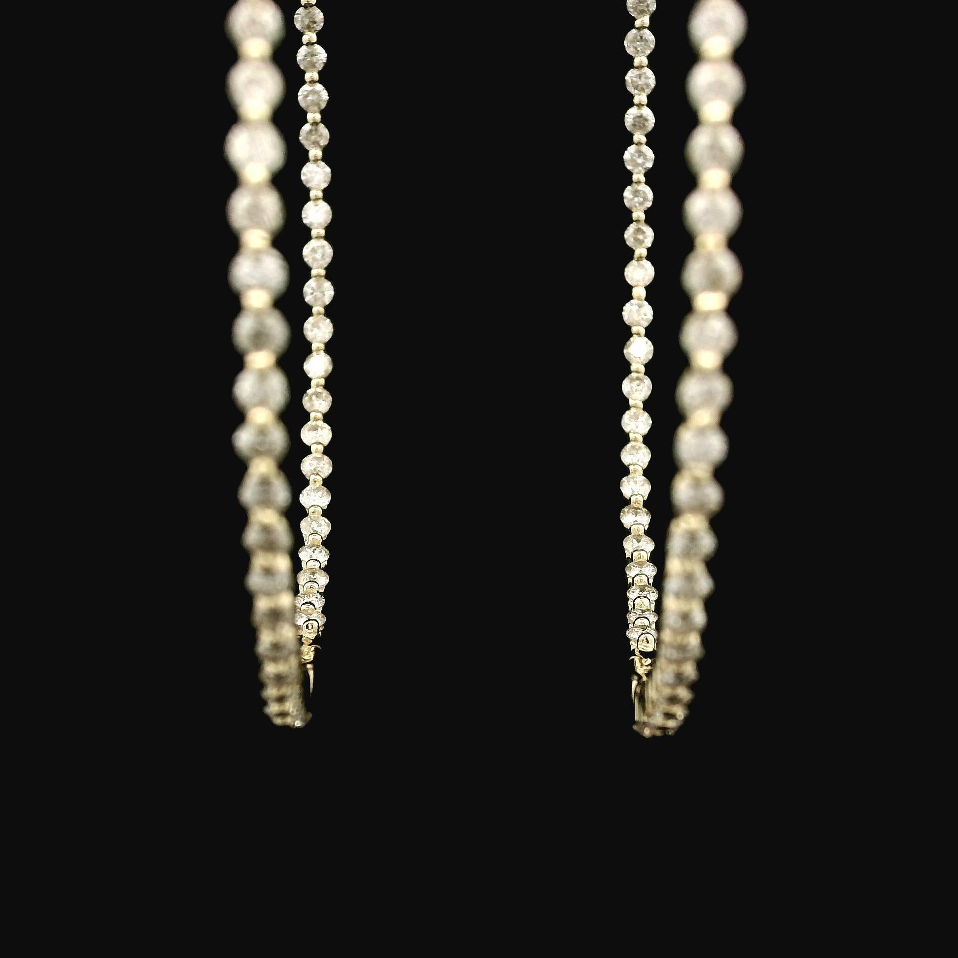 Brilliant Cut 14k Yellow Gold 2.47ctw Round Cut Diamond In Out Large Hoop Snape Earrings