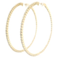 14k Yellow Gold 2.47ctw Round Cut Diamond In Out Large Hoop Snape Earrings