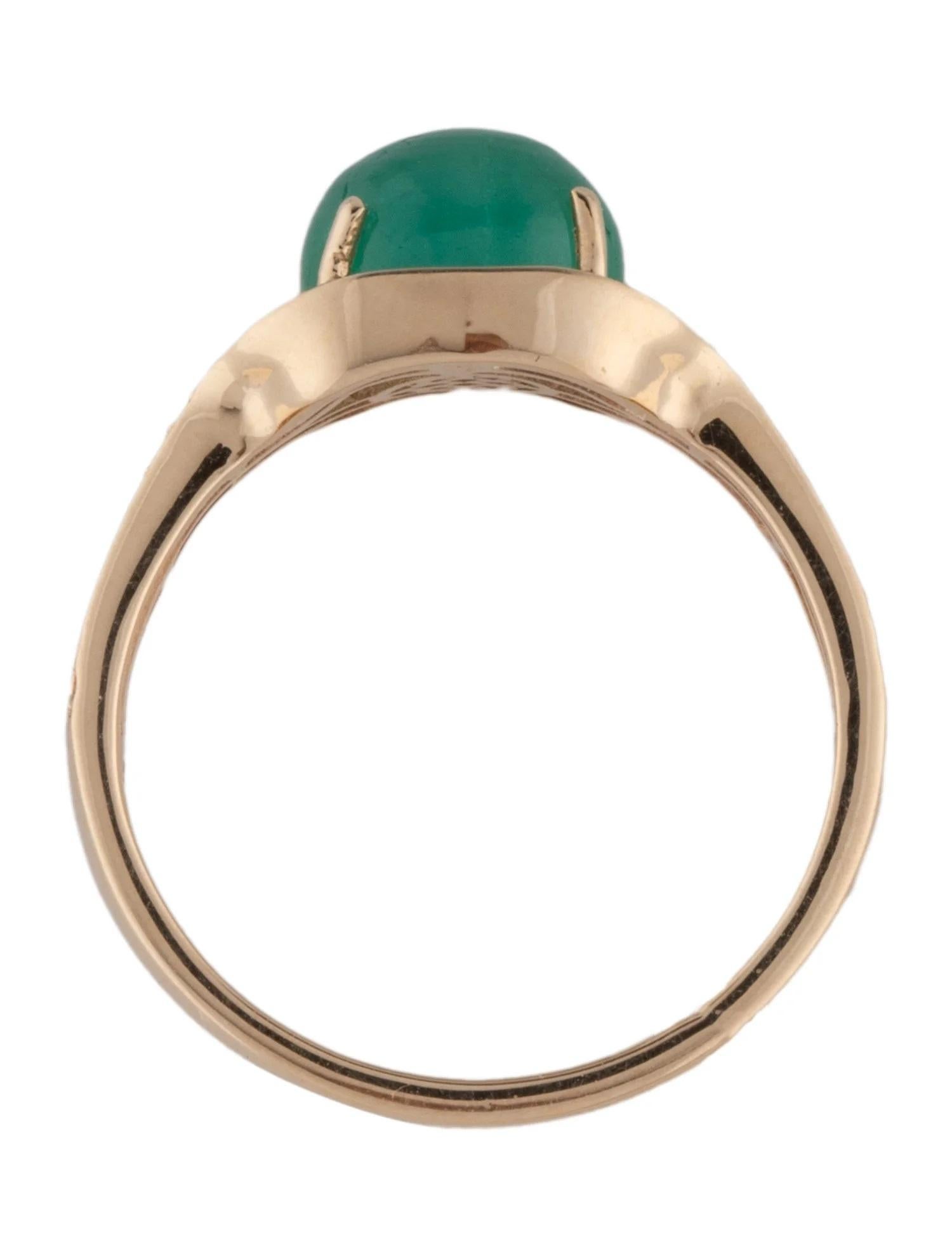 14K Yellow Gold 2.48ct Oval Cabochon Emerald & 0.15ctw Diamond Cocktail Ring, Si In New Condition For Sale In Holtsville, NY