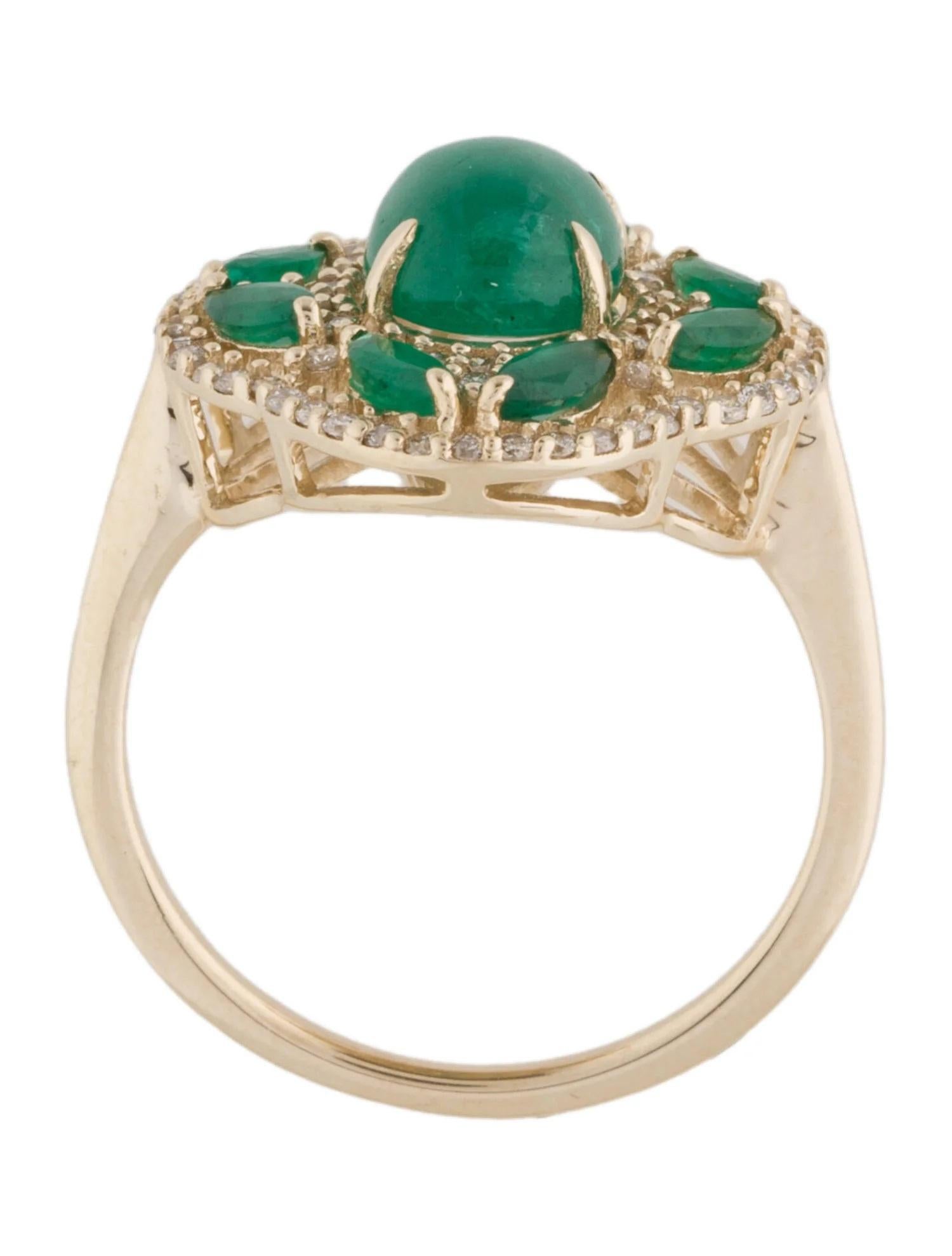 Bague de cocktail en or jaune 14K 2.48ctw Emerald & Diamond Taille 7, Marquise Brillia Neuf - En vente à Holtsville, NY