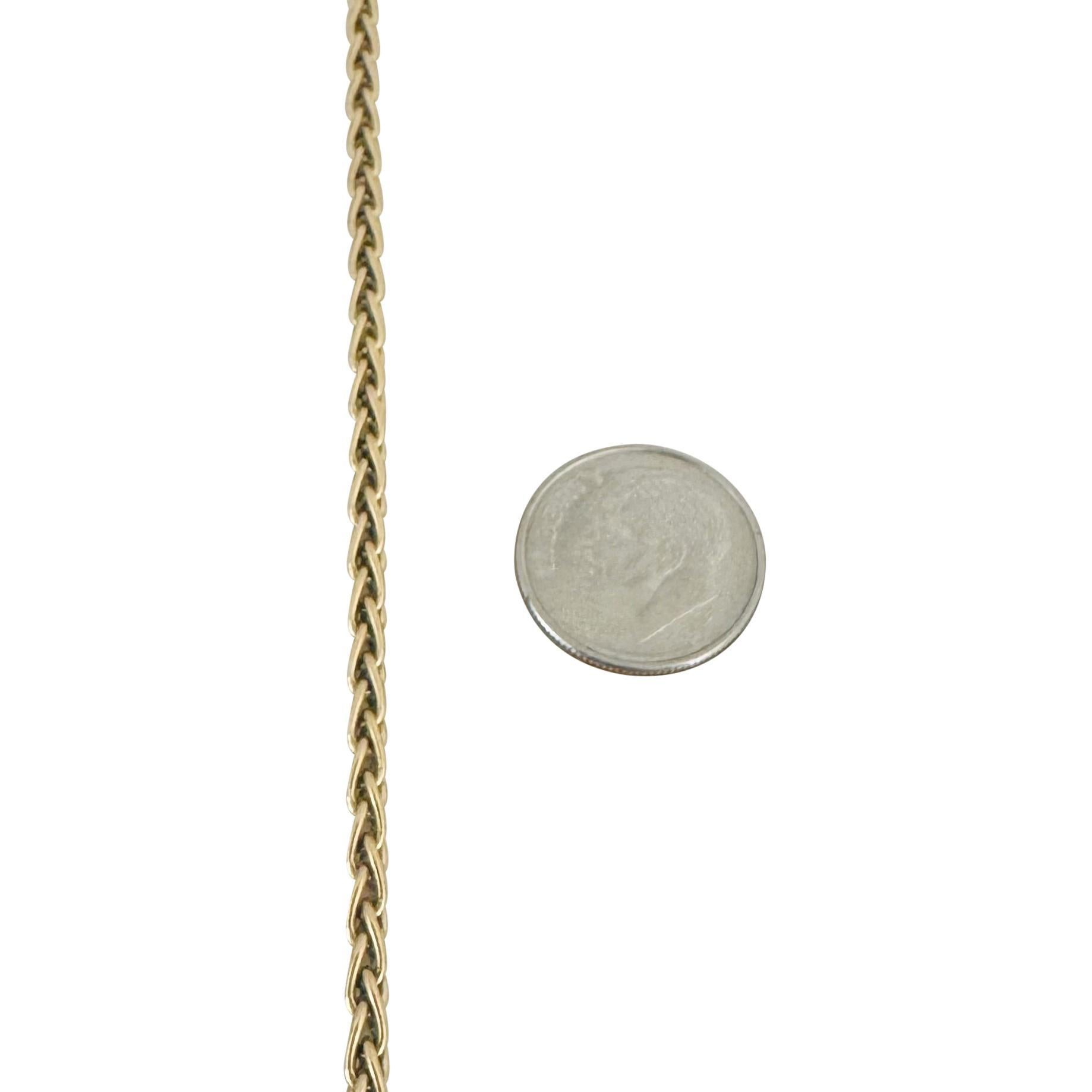 14k Yellow Gold 24.8g Solid Long 3mm Wheat Link Chain Necklace Italy 30