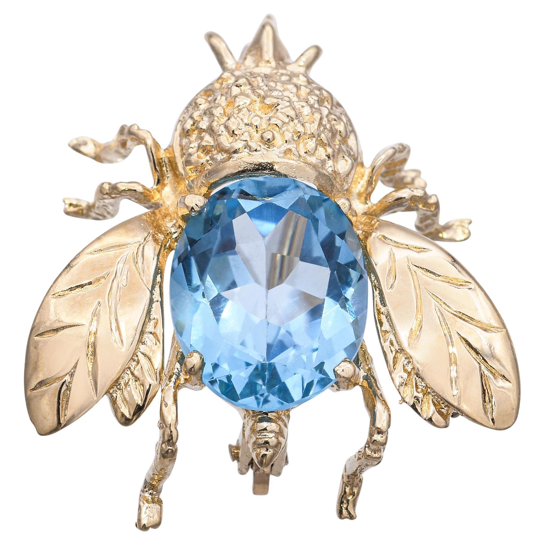 14k Yellow Gold 2.4ct Aquamarine Bumblebee Brooch Pendant