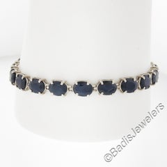 14k Gelbgold 24ctw Oval Deep Royal Blue Sapphire Line Tennis Armband