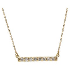  14K Yellow Gold .25 Carat Natural Diamond French-Set Bar Necklace