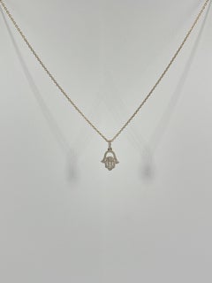 14K Yellow Gold .25 CTW Diamond Hamsa Pendant Necklace