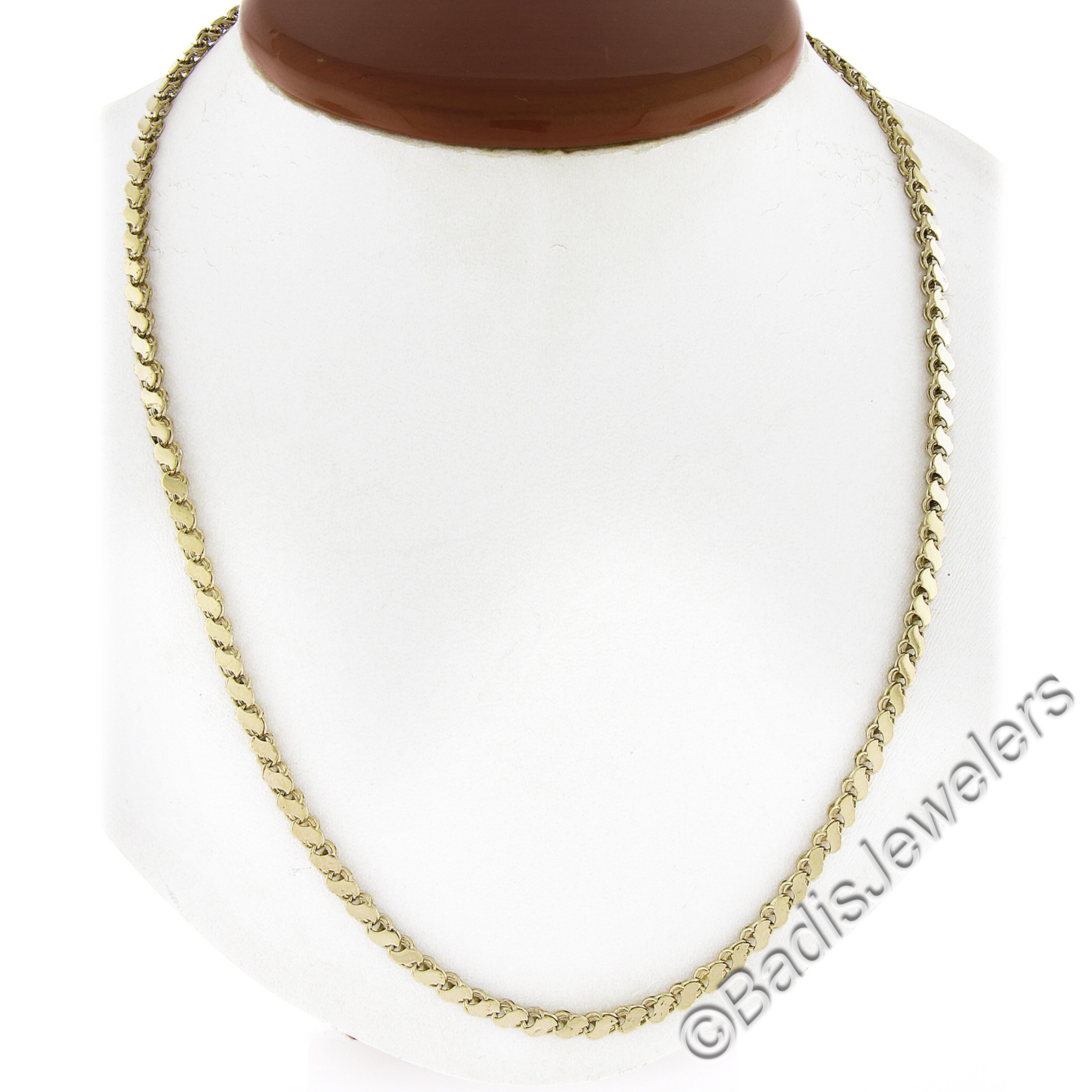 Collier en or jaune 14K avec chaîne à maillons en S, double face, polie, 25
