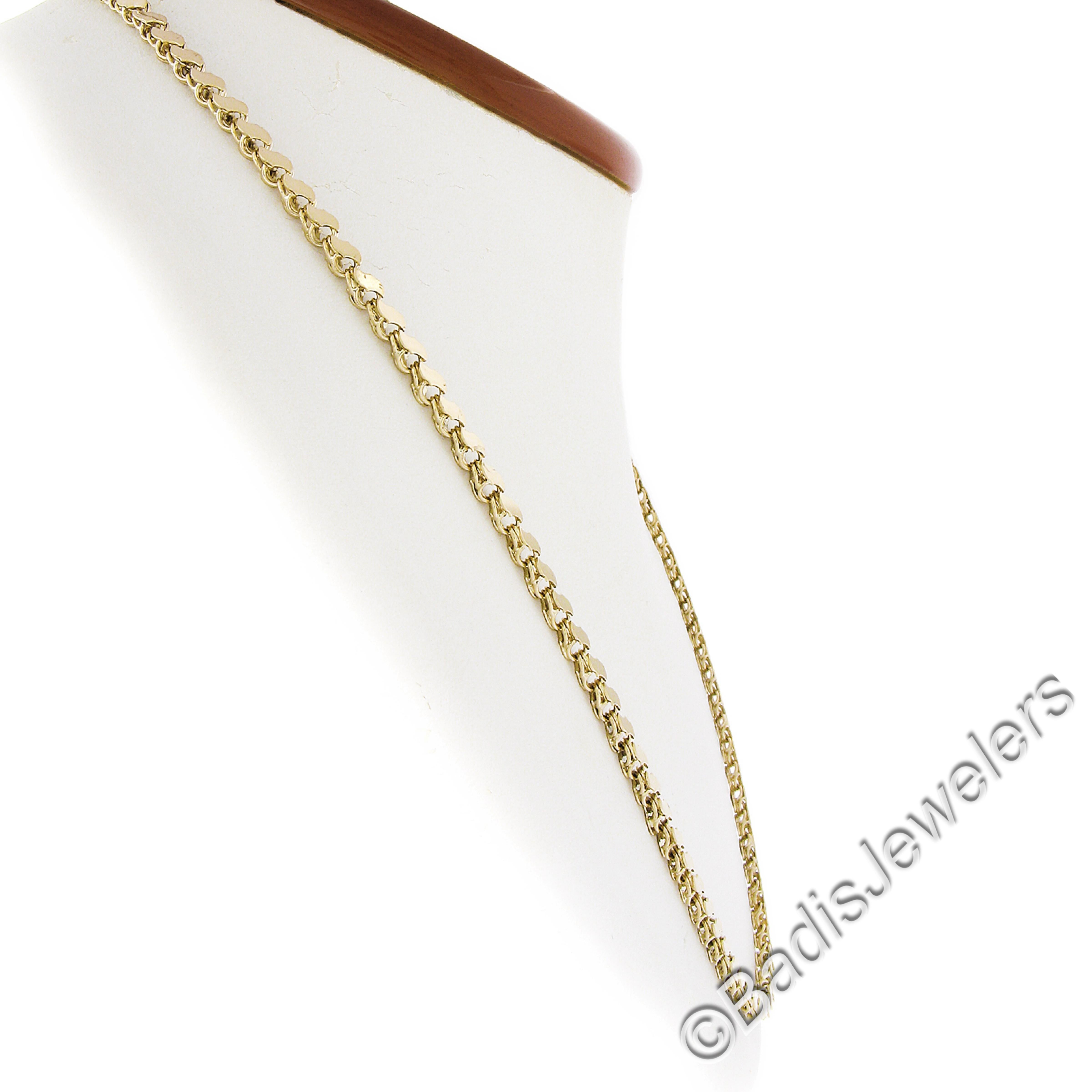 Collier en or jaune 14K avec chaîne à maillons en S, double face, polie, 25