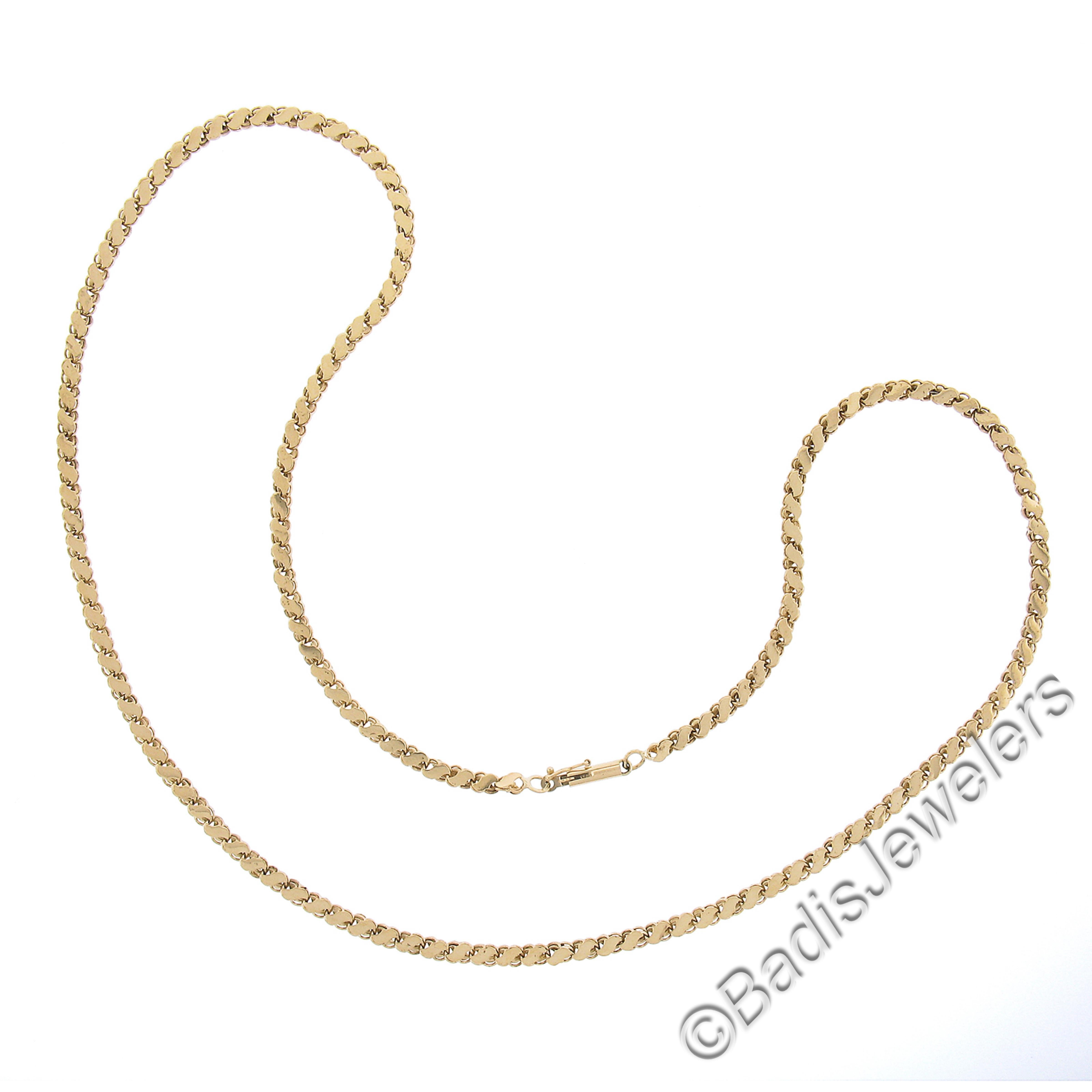 Collier en or jaune 14K avec chaîne à maillons en S, double face, polie, 25