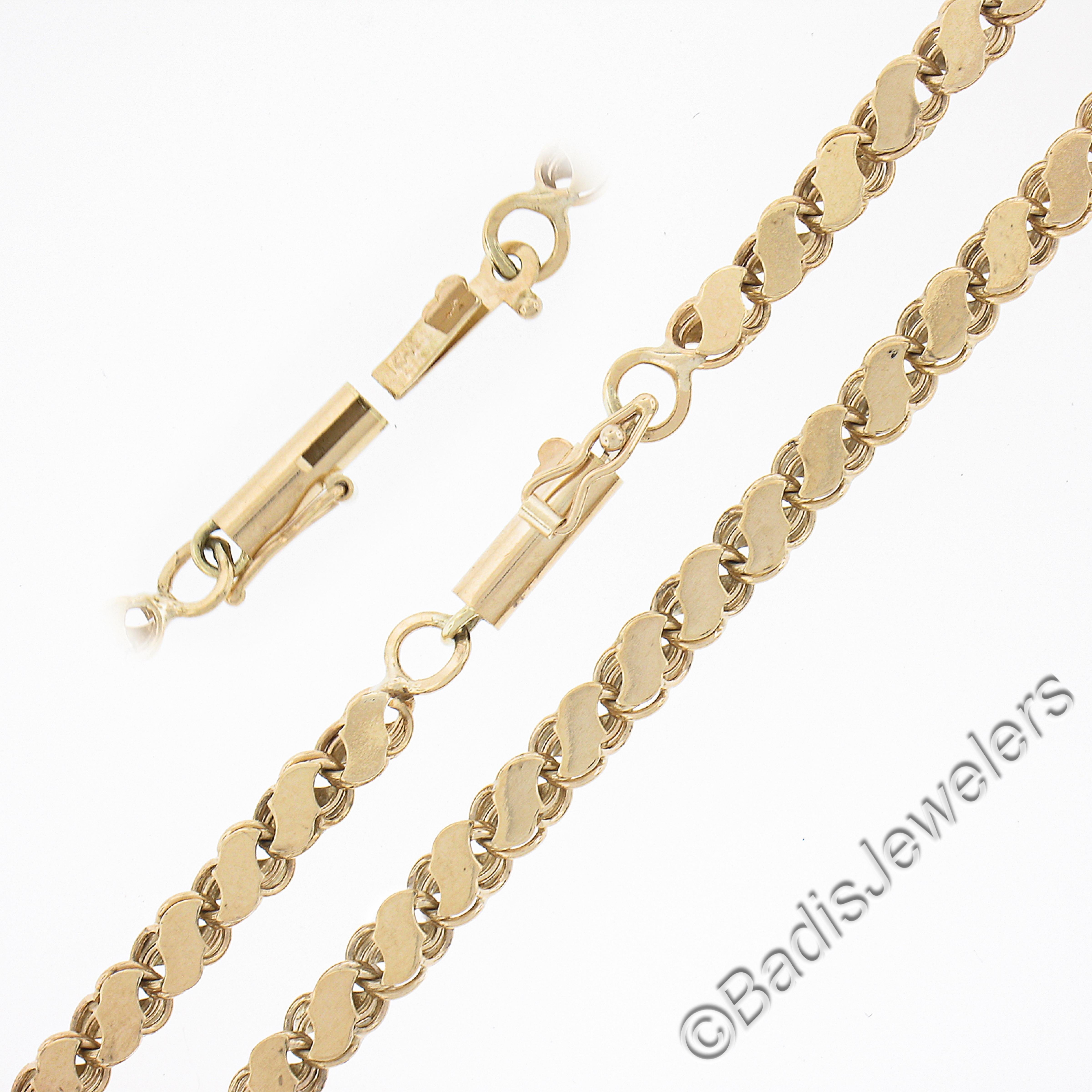 Collier en or jaune 14K avec chaîne à maillons en S, double face, polie, 25