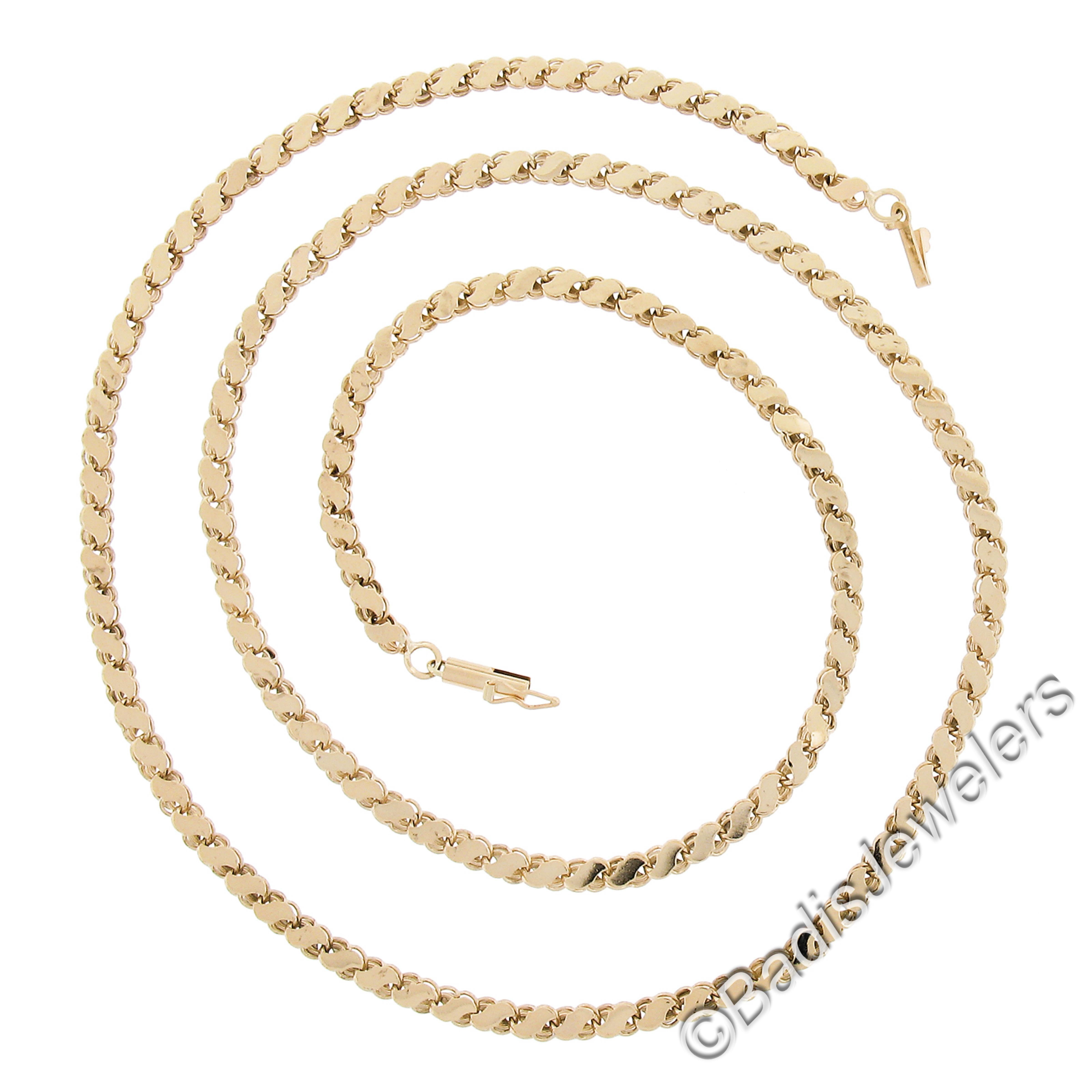 14K Gelbgold 25" poliert Dual Sided S Link Kette Halskette Barrel Push-Verschluss