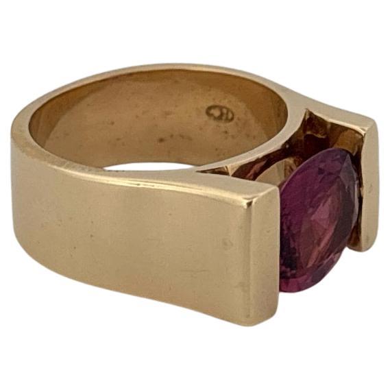 Bague en or jaune 14K avec tourmaline rose ovale de 2,50 carats Bon état - En vente à Sewickley, PA