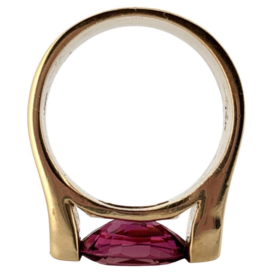 Bague en or jaune 14K avec tourmaline rose ovale de 2,50 carats en vente 1