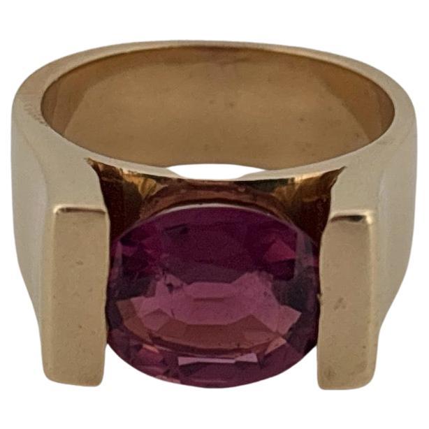Bague en or jaune 14K avec tourmaline rose ovale de 2,50 carats en vente 3