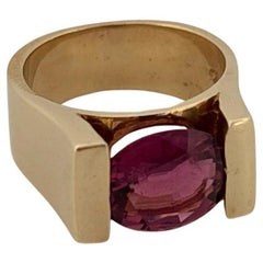 14K Gelbgold 2,50 Karat Ovalschliff Rosa Turmalin Ring