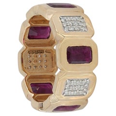 14K Yellow Gold 2.50 CT Ruby & 0.32 CT Diamond Alternating Eternity Band Ring
