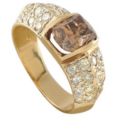 Anillo de cóctel de oro amarillo de 14 quilates con un diamante de 2,50 ct MF04-070226