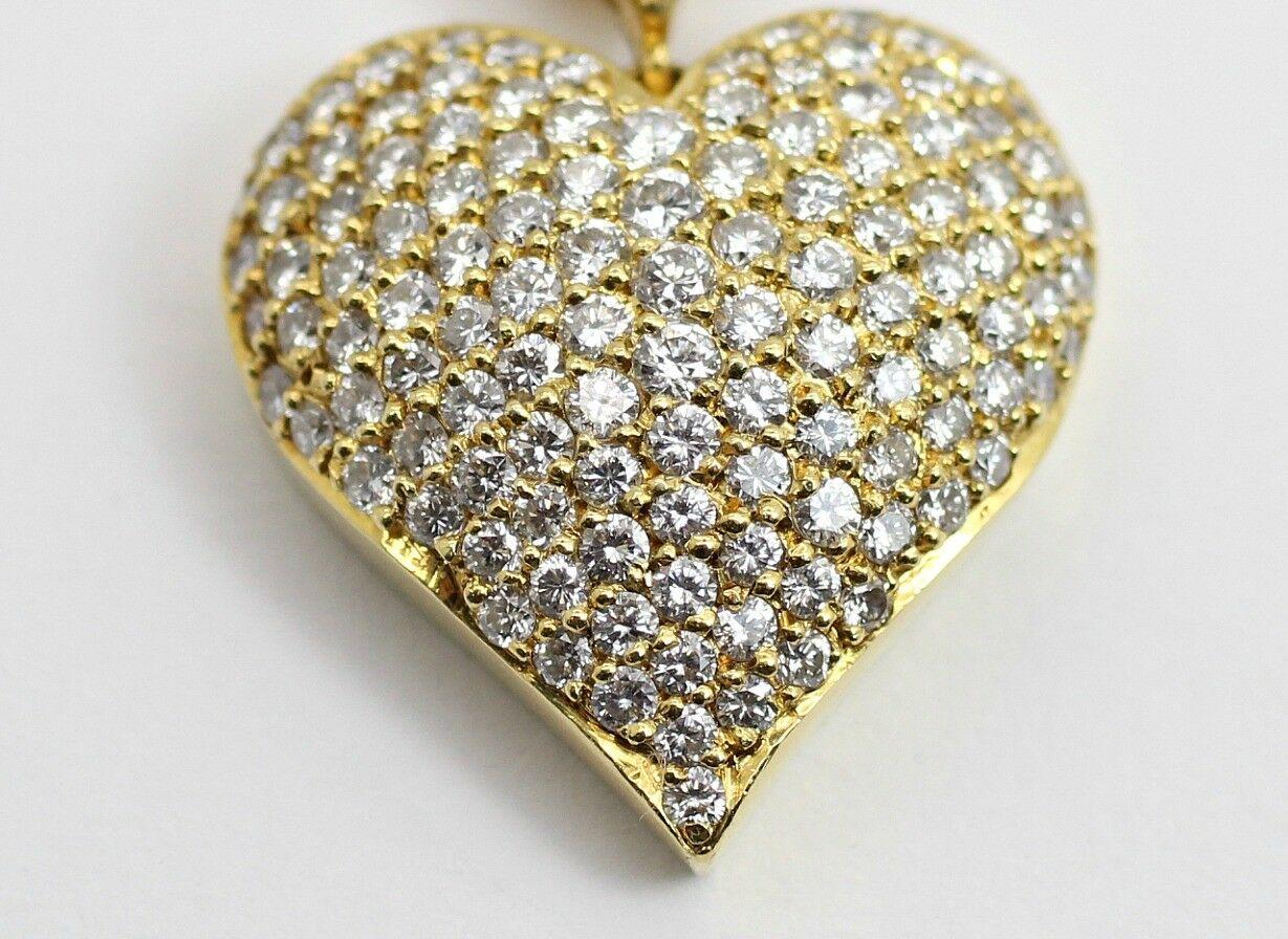 Modern 14 Karat Yellow Gold 2.50 Carat Puff Pave Diamond Heart
