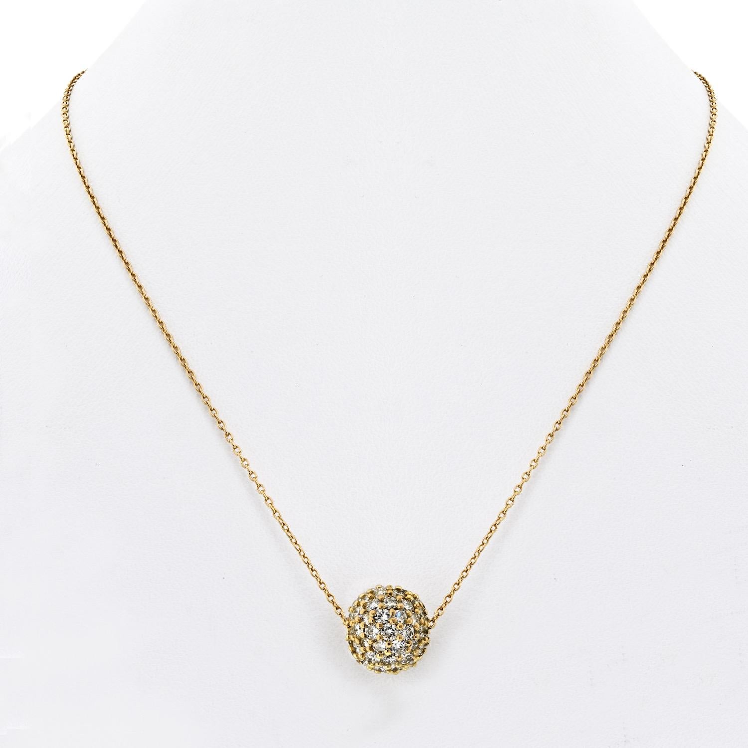Elevate your elegance with the 14K Yellow Gold Round Diamond Fireball Necklace. This stunning piece features a dazzling array of round diamonds totaling 2.50 carats, meticulously arranged to form a radiant 